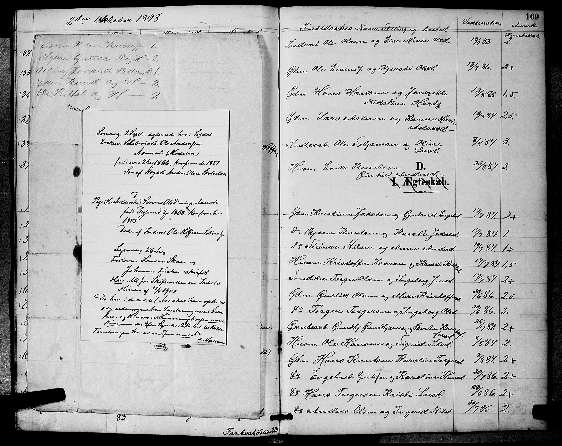 Sigdal kirkebøker, SAKO/A-245/G/Ga/L0005: Parish register (copy) no. I 5, 1886-1900, p. 169