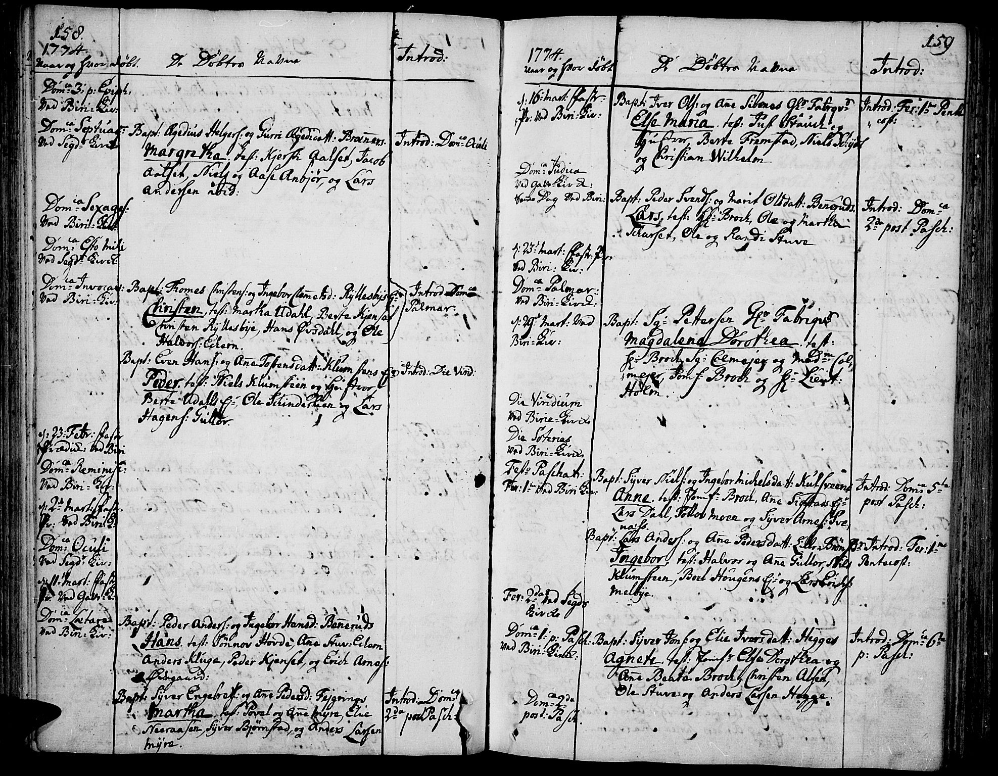 Biri prestekontor, SAH/PREST-096/H/Ha/Haa/L0002: Parish register (official) no. 2, 1754-1789, p. 158-159