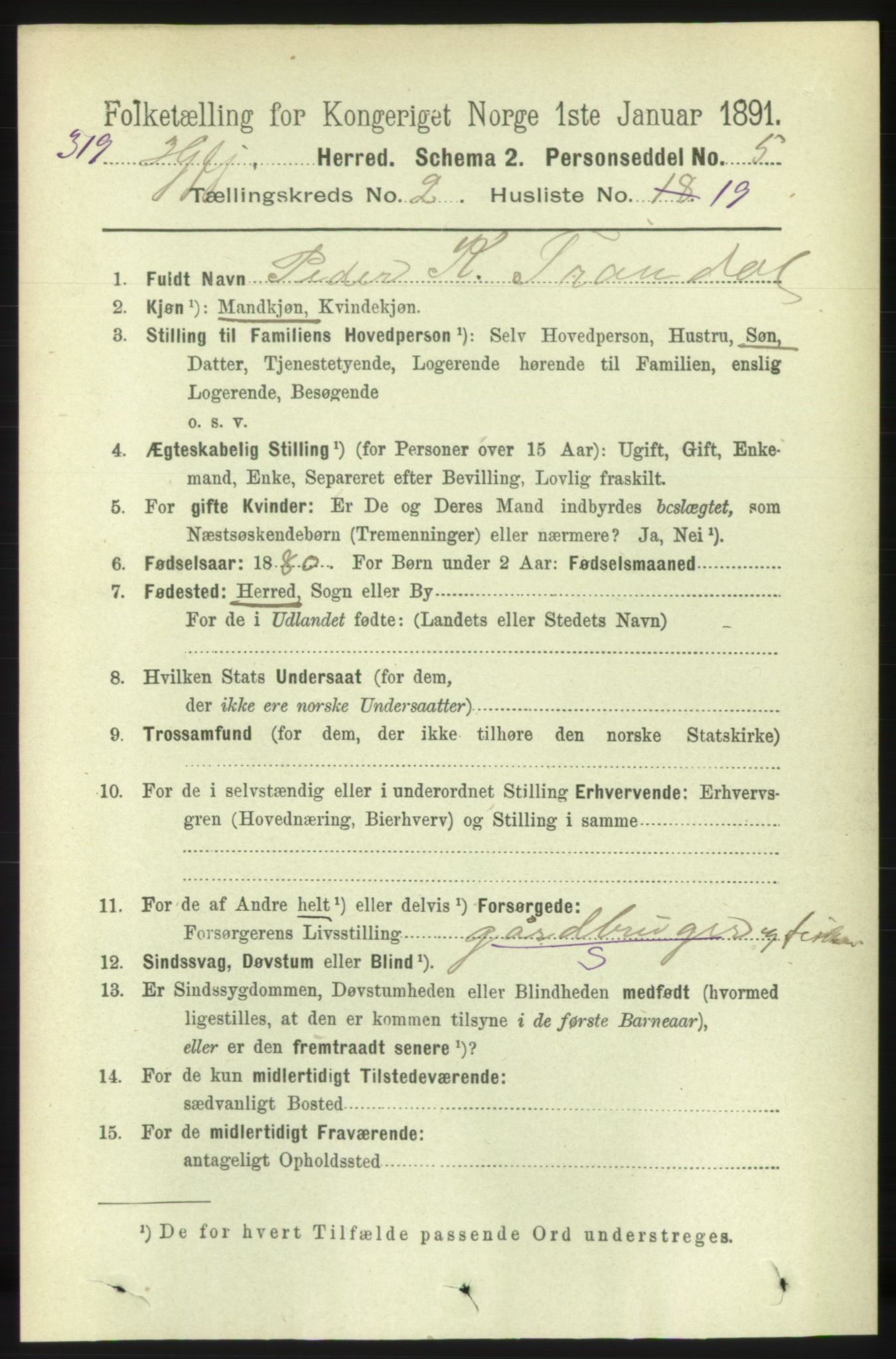 RA, 1891 census for 1522 Hjørundfjord, 1891, p. 388