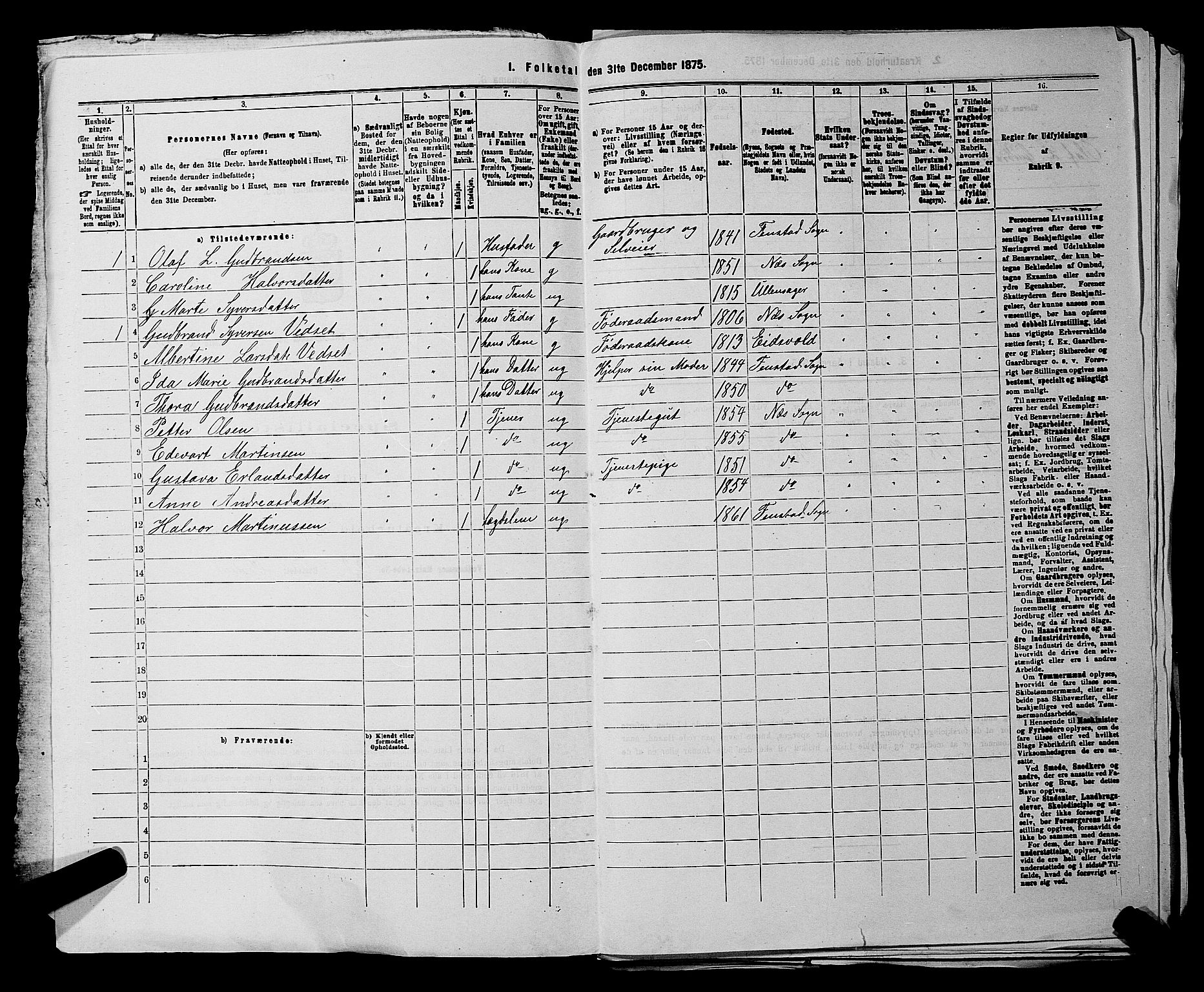 RA, 1875 census for 0236P Nes, 1875, p. 178