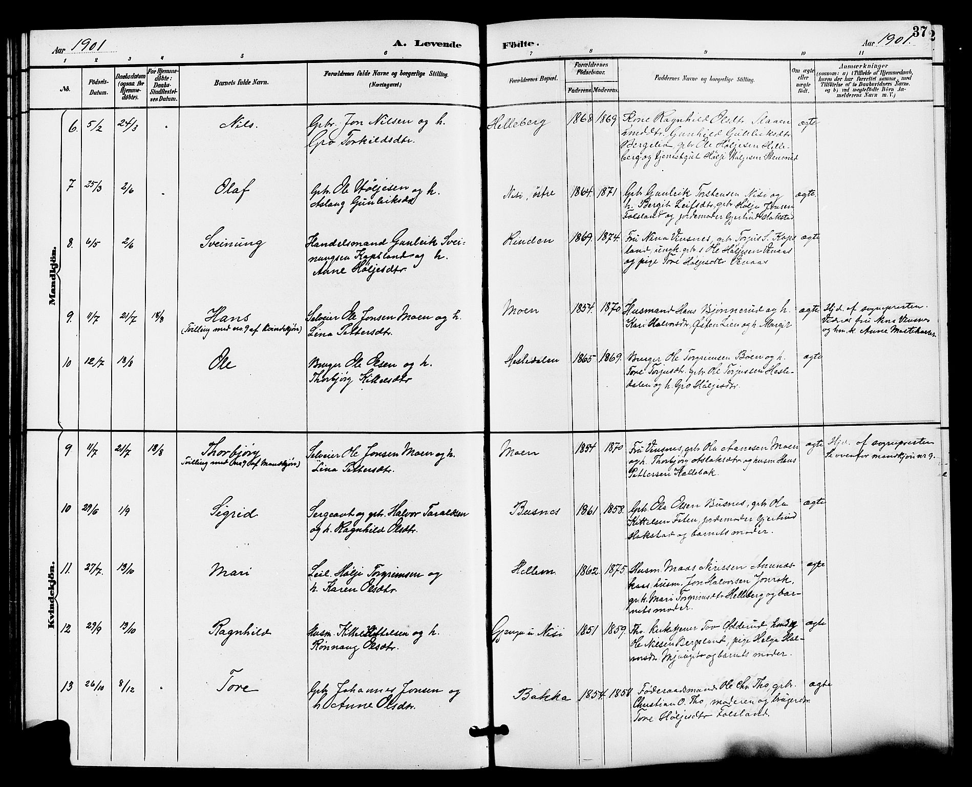 Gransherad kirkebøker, AV/SAKO-A-267/G/Ga/L0003: Parish register (copy) no. I 3, 1887-1915, p. 37