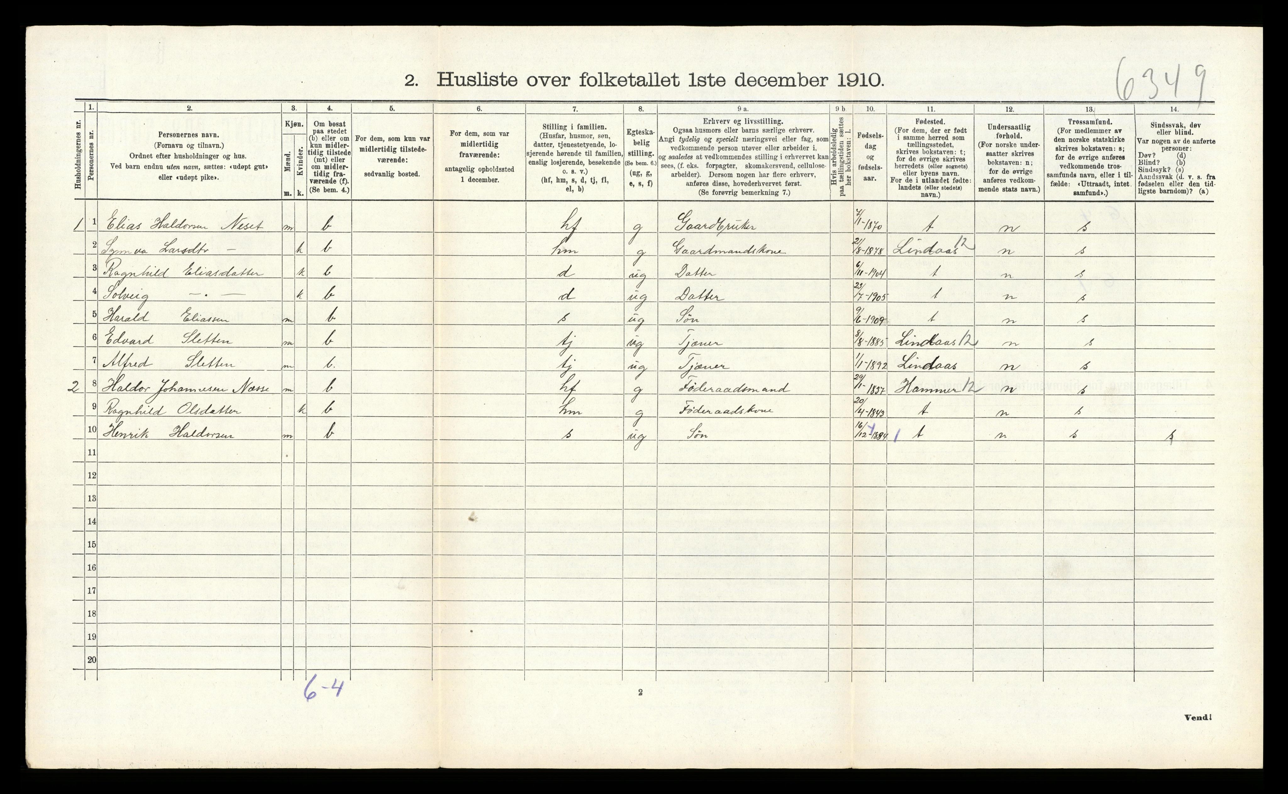 RA, 1910 census for Alversund, 1910, p. 1059