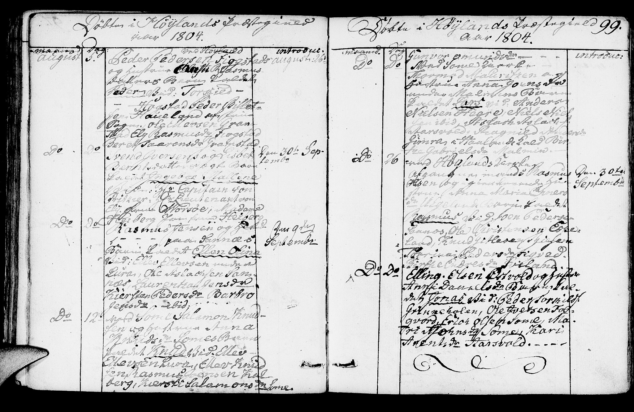 Høyland sokneprestkontor, AV/SAST-A-101799/001/30BA/L0005: Parish register (official) no. A 5, 1804-1815, p. 99