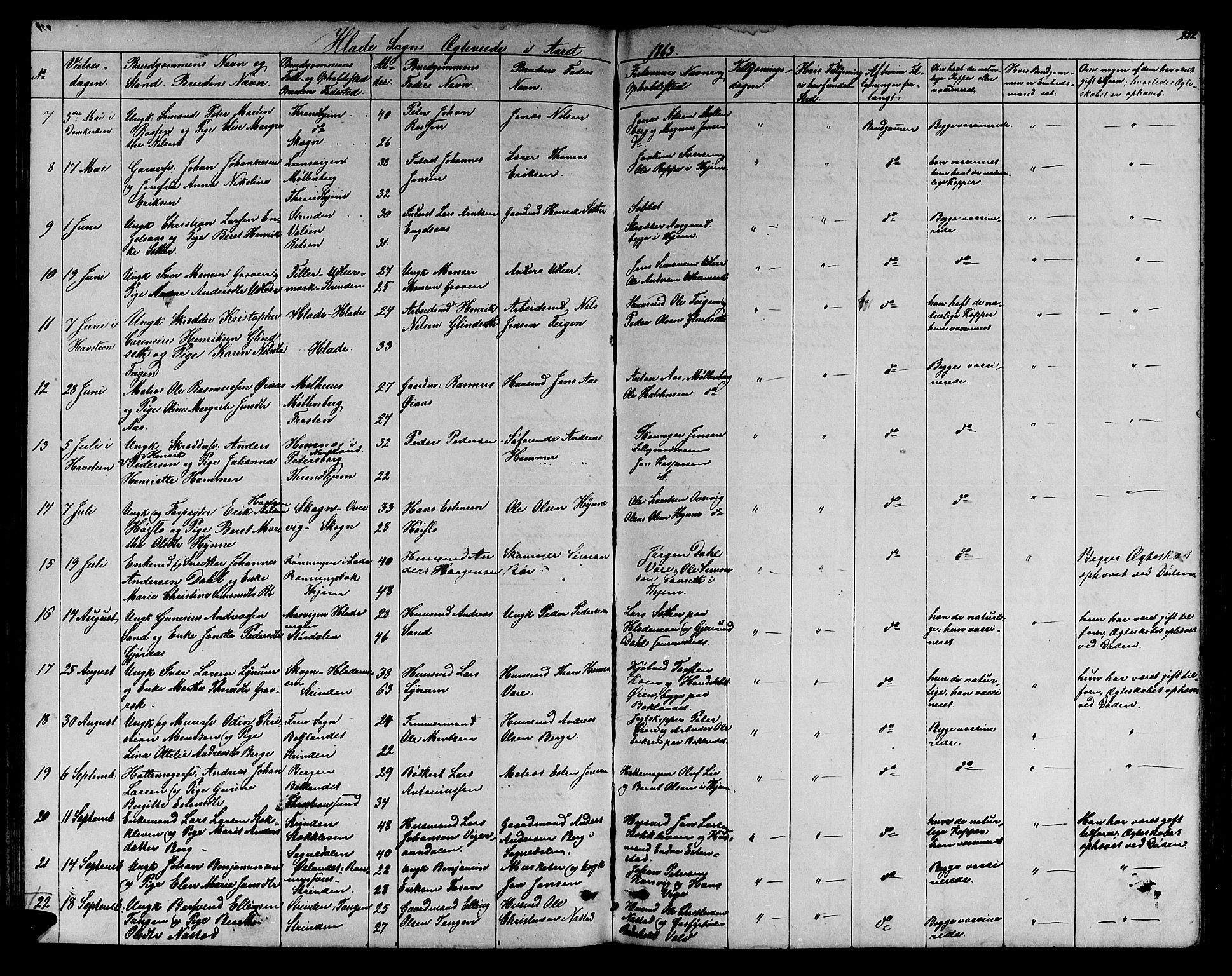 Ministerialprotokoller, klokkerbøker og fødselsregistre - Sør-Trøndelag, SAT/A-1456/606/L0311: Parish register (copy) no. 606C07, 1860-1877, p. 222