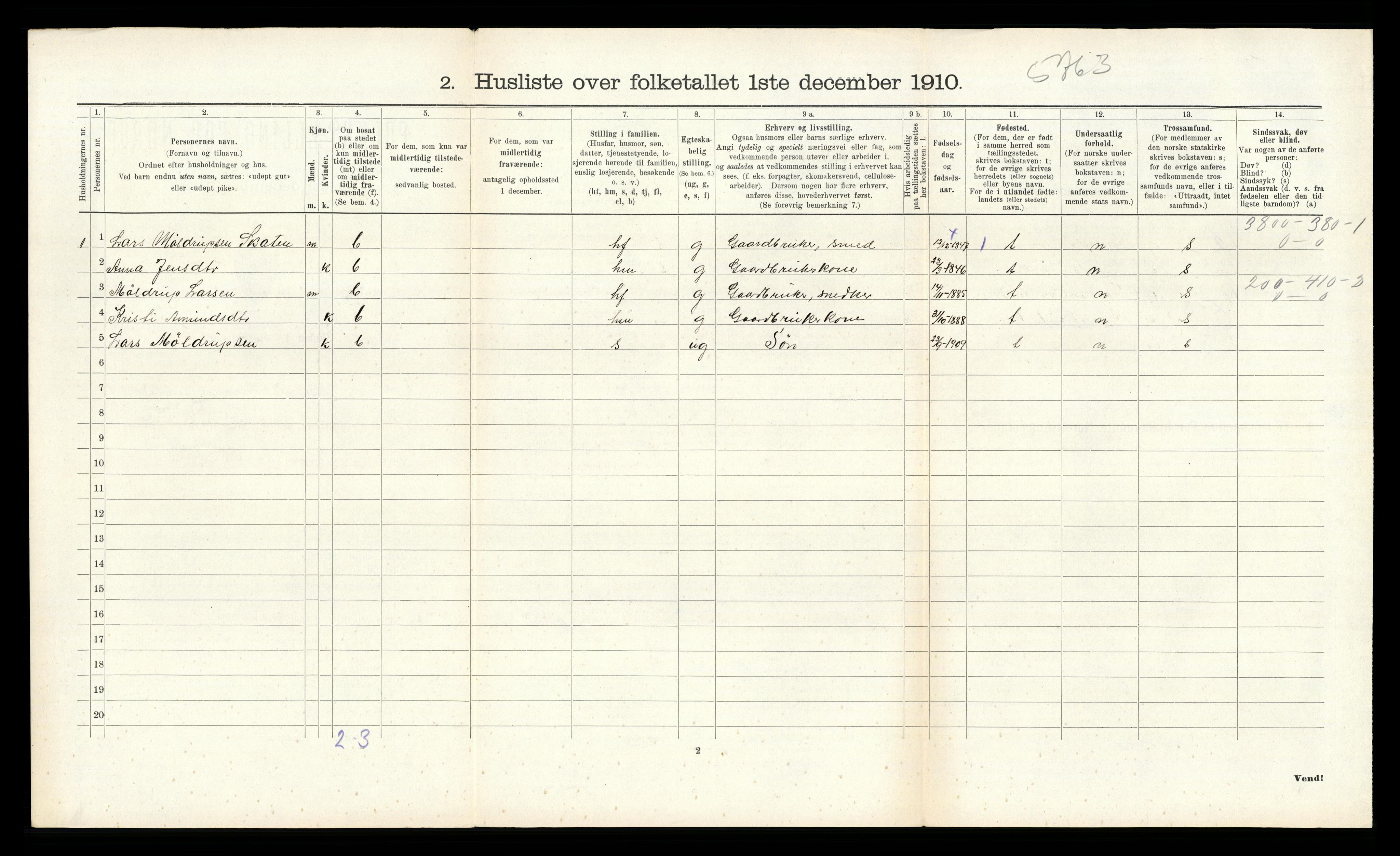 RA, 1910 census for Tysnes, 1910, p. 1547