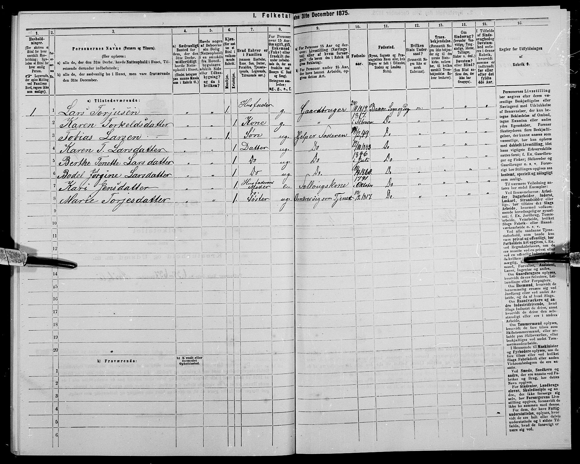 SAK, 1875 census for 1045P Bakke, 1875, p. 479