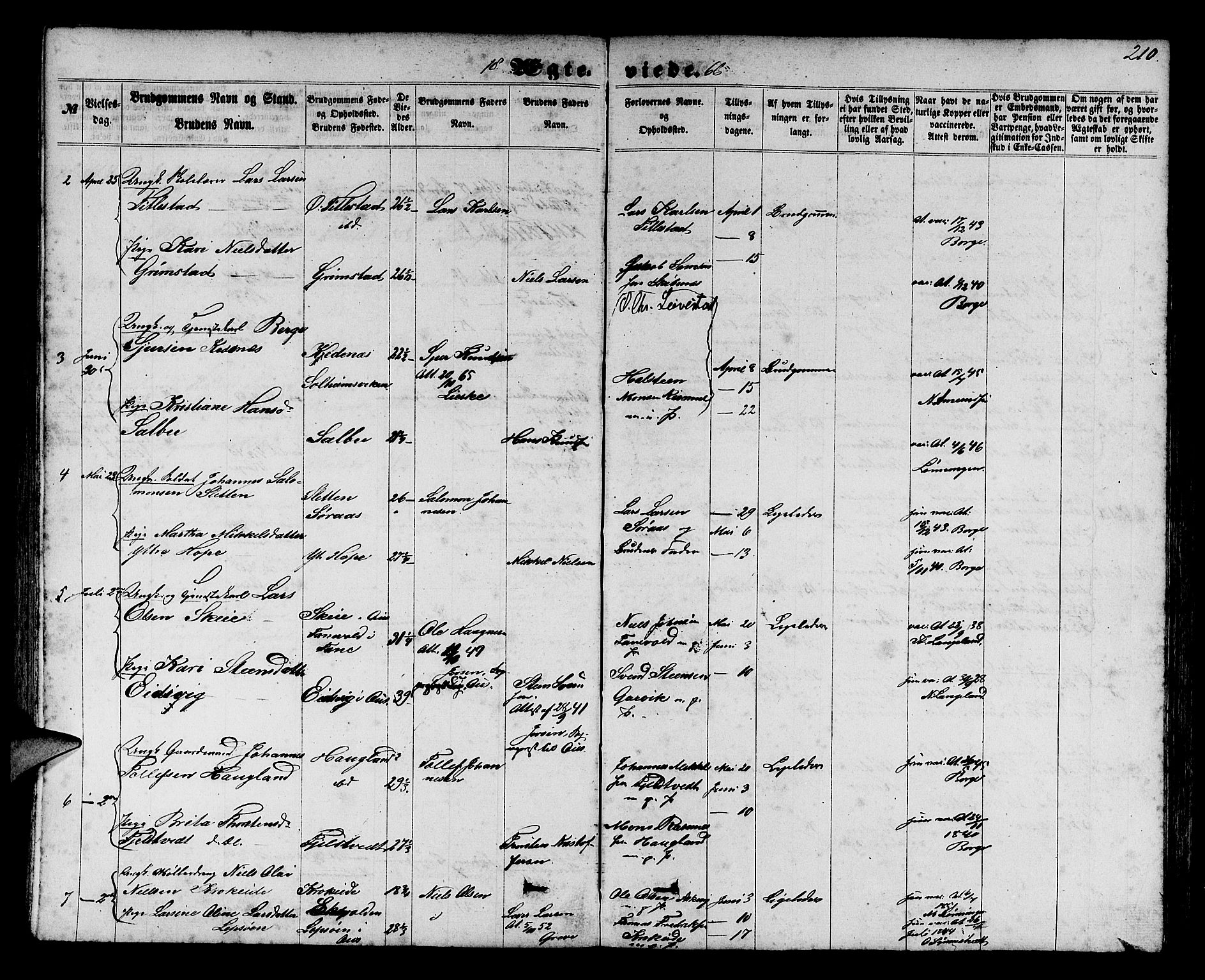 Fana Sokneprestembete, SAB/A-75101/H/Hab/Habb/L0003: Parish register (copy) no. B 3, 1861-1888, p. 210