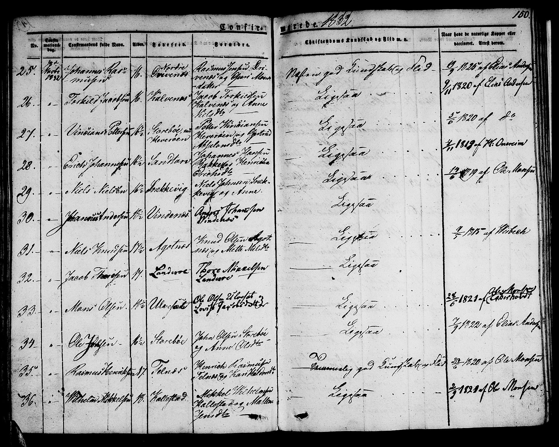 Sund sokneprestembete, AV/SAB-A-99930: Parish register (official) no. A 12, 1825-1835, p. 150