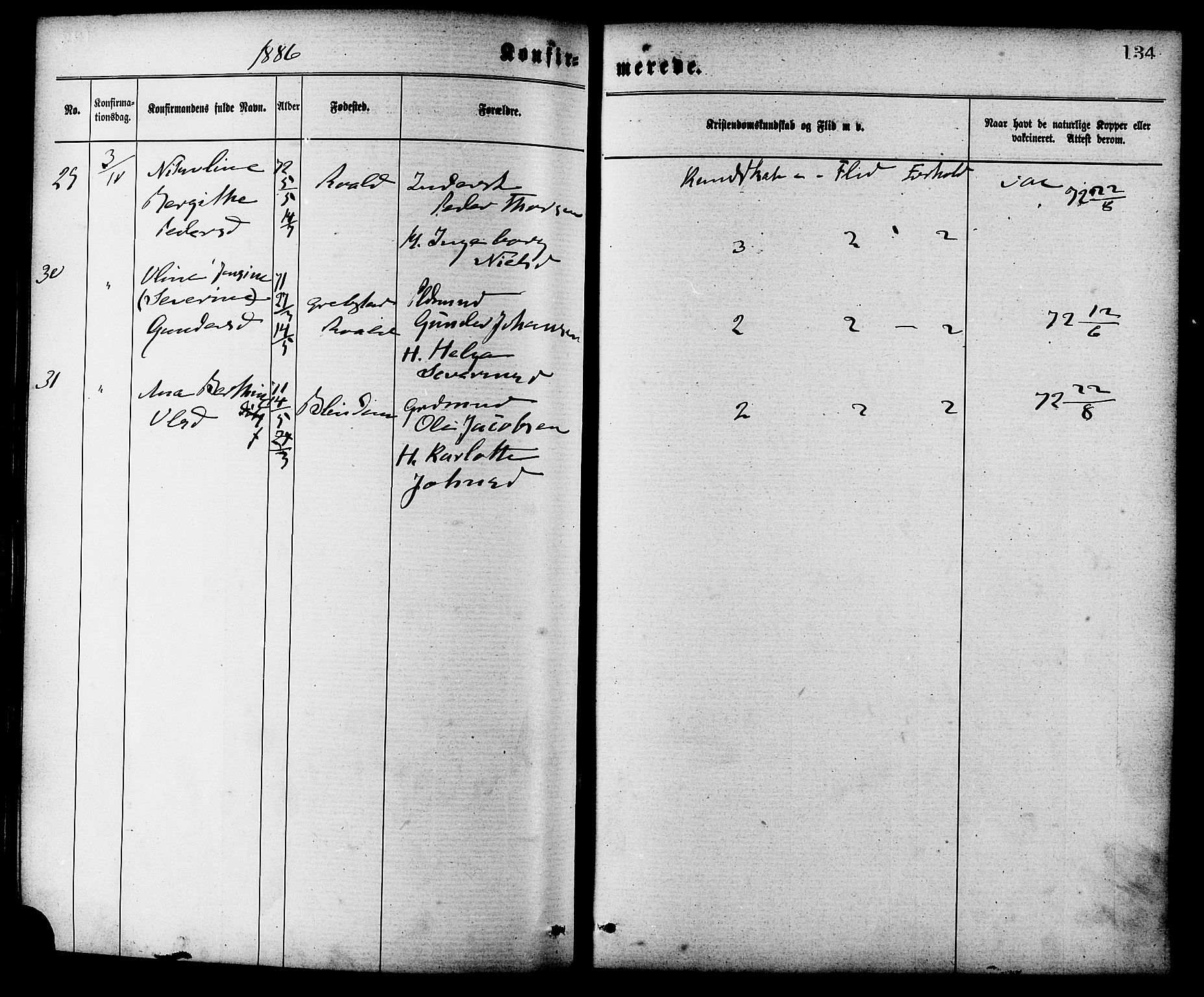 Ministerialprotokoller, klokkerbøker og fødselsregistre - Møre og Romsdal, AV/SAT-A-1454/537/L0519: Parish register (official) no. 537A03, 1876-1889, p. 134