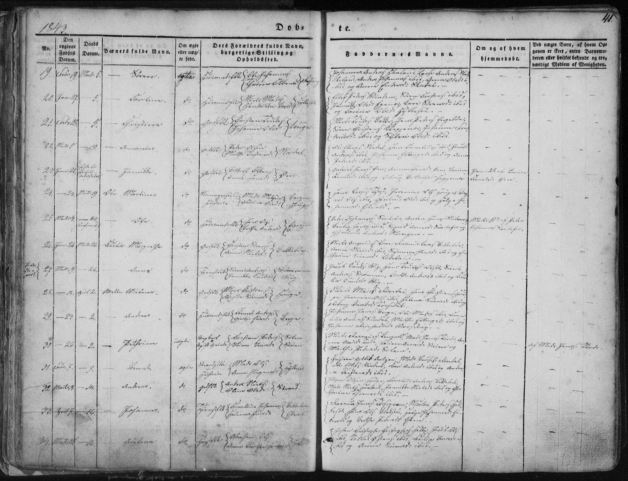 Fjaler sokneprestembete, AV/SAB-A-79801/H/Haa/Haaa/L0006: Parish register (official) no. A 6, 1835-1884, p. 41