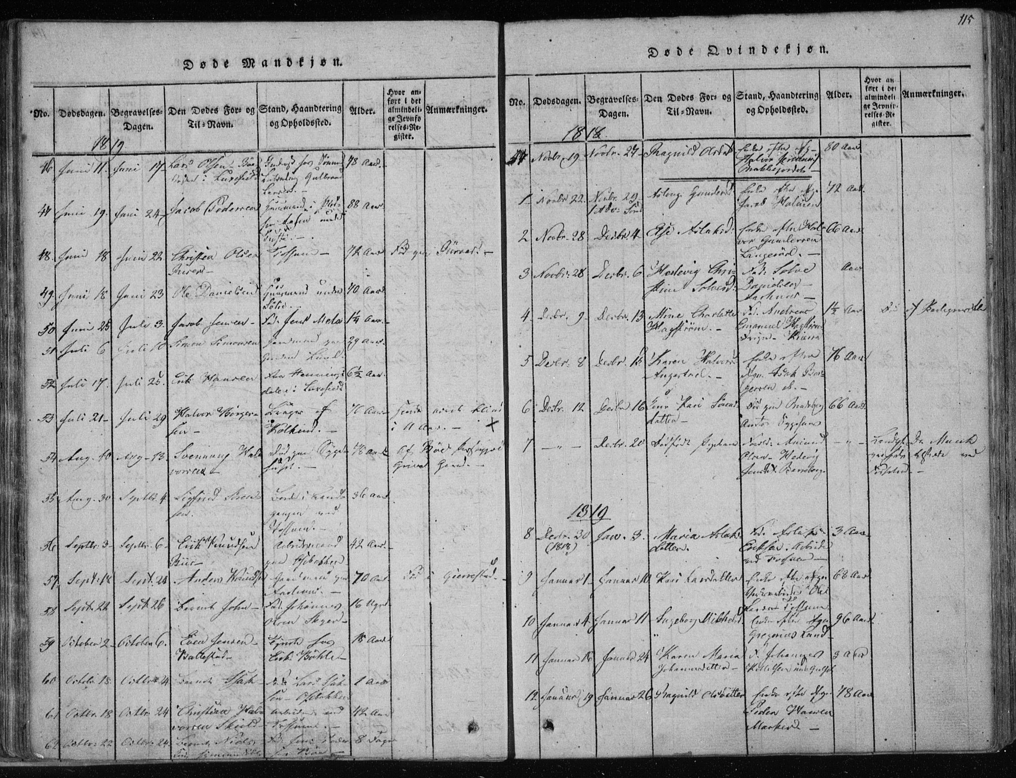 Gjerpen kirkebøker, SAKO/A-265/F/Fa/L0004: Parish register (official) no. I 4, 1814-1823, p. 115