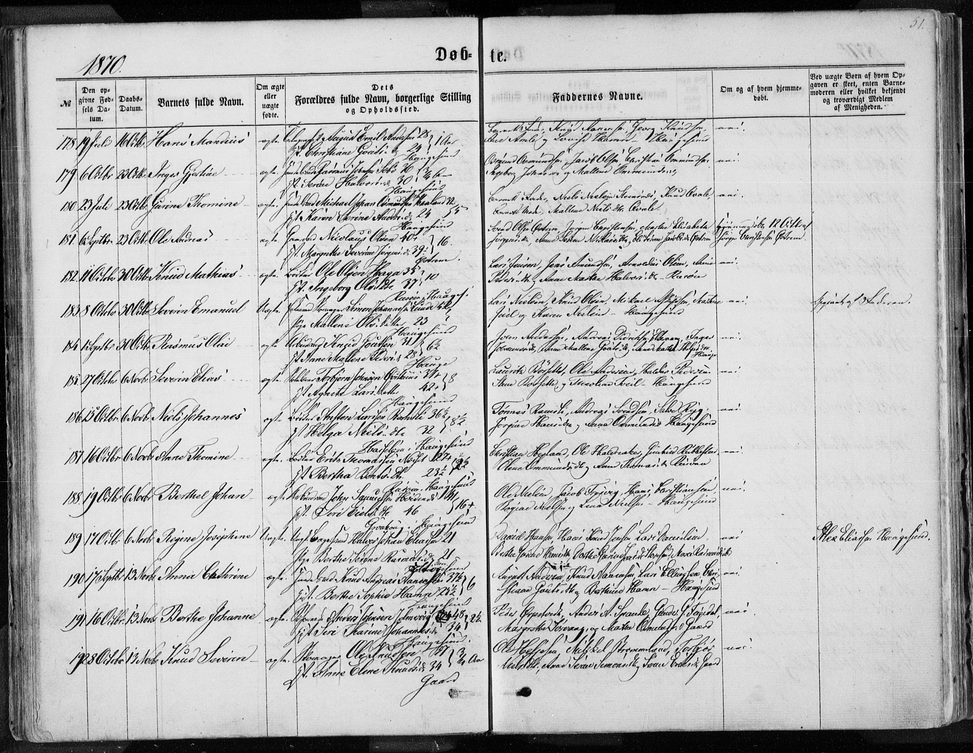 Torvastad sokneprestkontor, AV/SAST-A -101857/H/Ha/Haa/L0012: Parish register (official) no. A 12.1, 1867-1877, p. 51