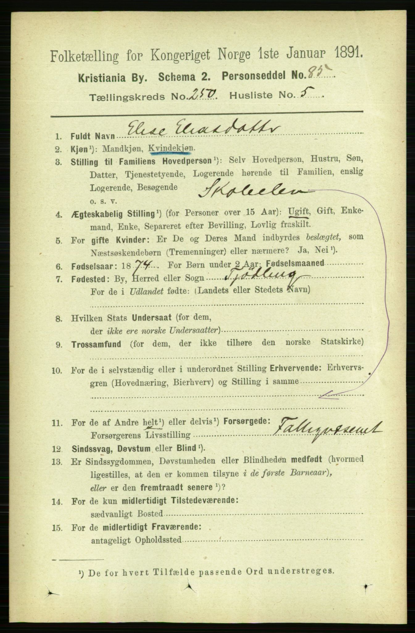 RA, 1891 census for 0301 Kristiania, 1891, p. 152912