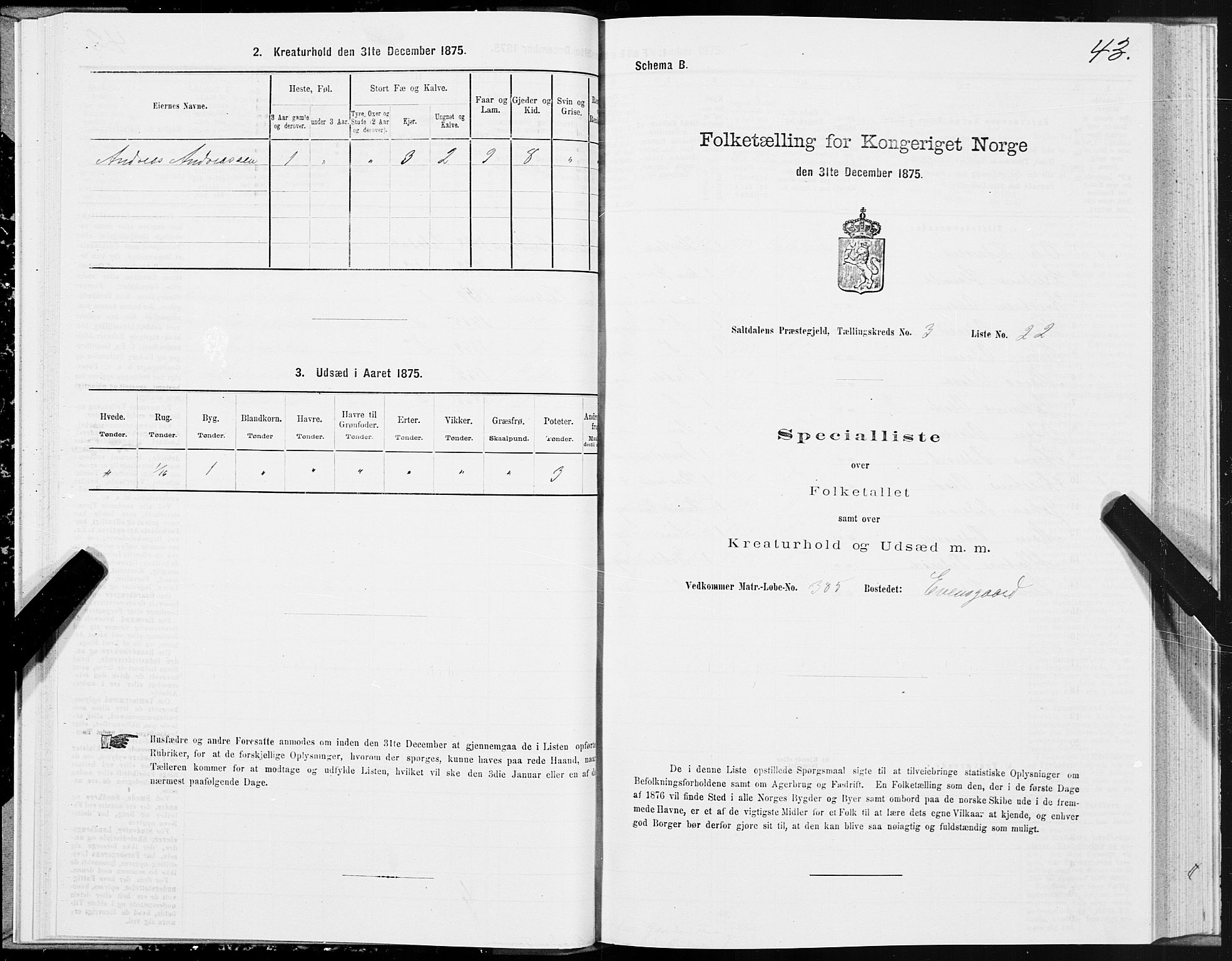 SAT, 1875 census for 1840P Saltdal, 1875, p. 2043