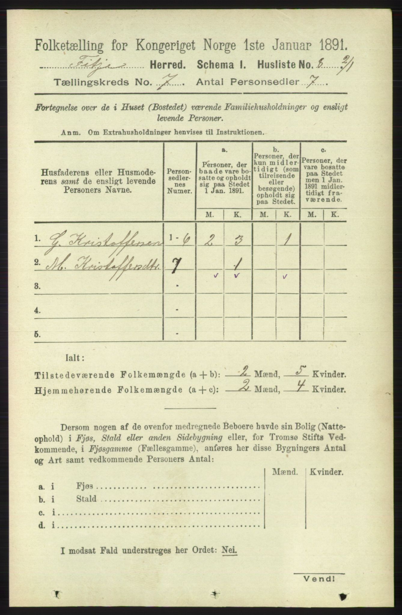 RA, 1891 census for 1222 Fitjar, 1891, p. 2753