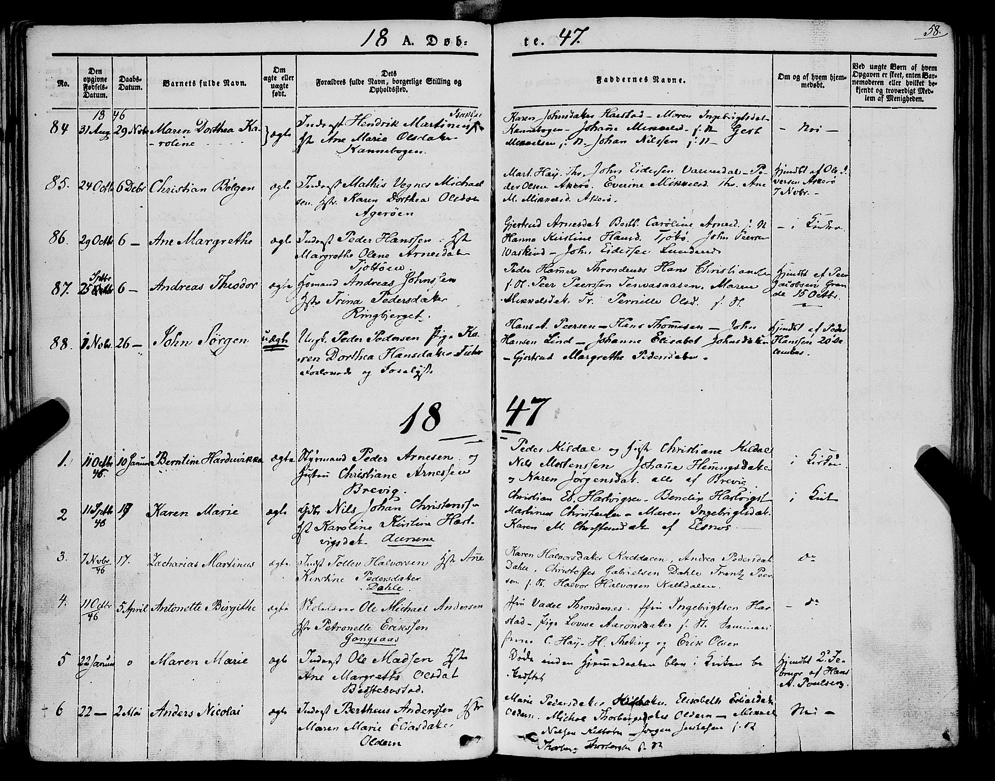 Trondenes sokneprestkontor, SATØ/S-1319/H/Ha/L0009kirke: Parish register (official) no. 9, 1841-1852, p. 58