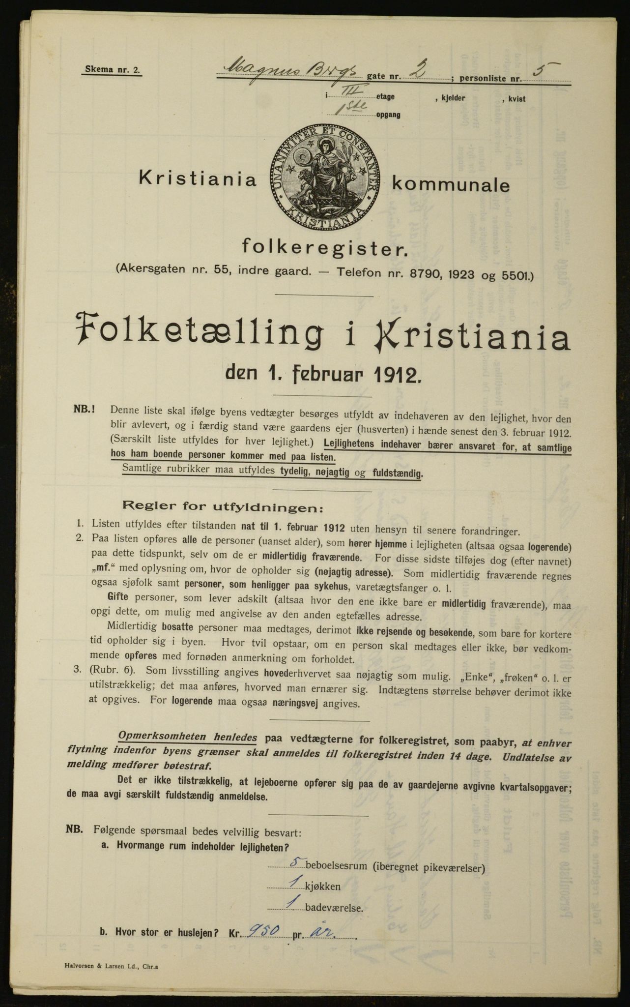 OBA, Municipal Census 1912 for Kristiania, 1912, p. 59445