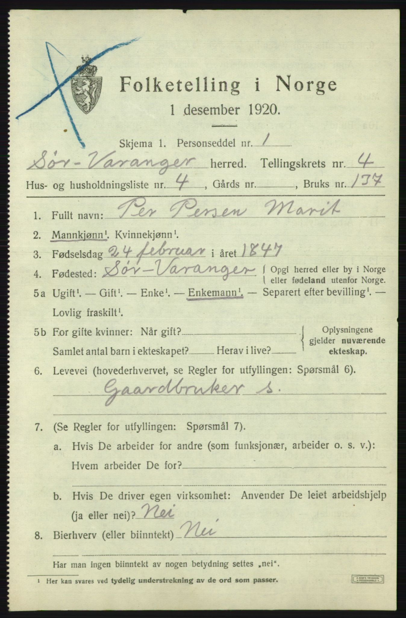 SATØ, 1920 census for Sør-Varanger, 1920, p. 2949