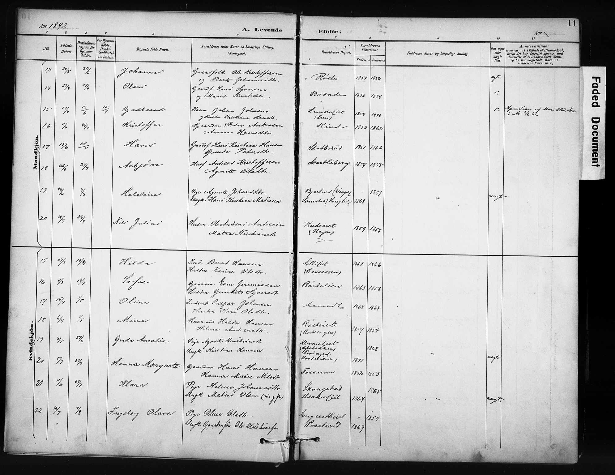 Nordre Land prestekontor, AV/SAH-PREST-124/H/Ha/Hab/L0012: Parish register (copy) no. 12, 1891-1909, p. 11