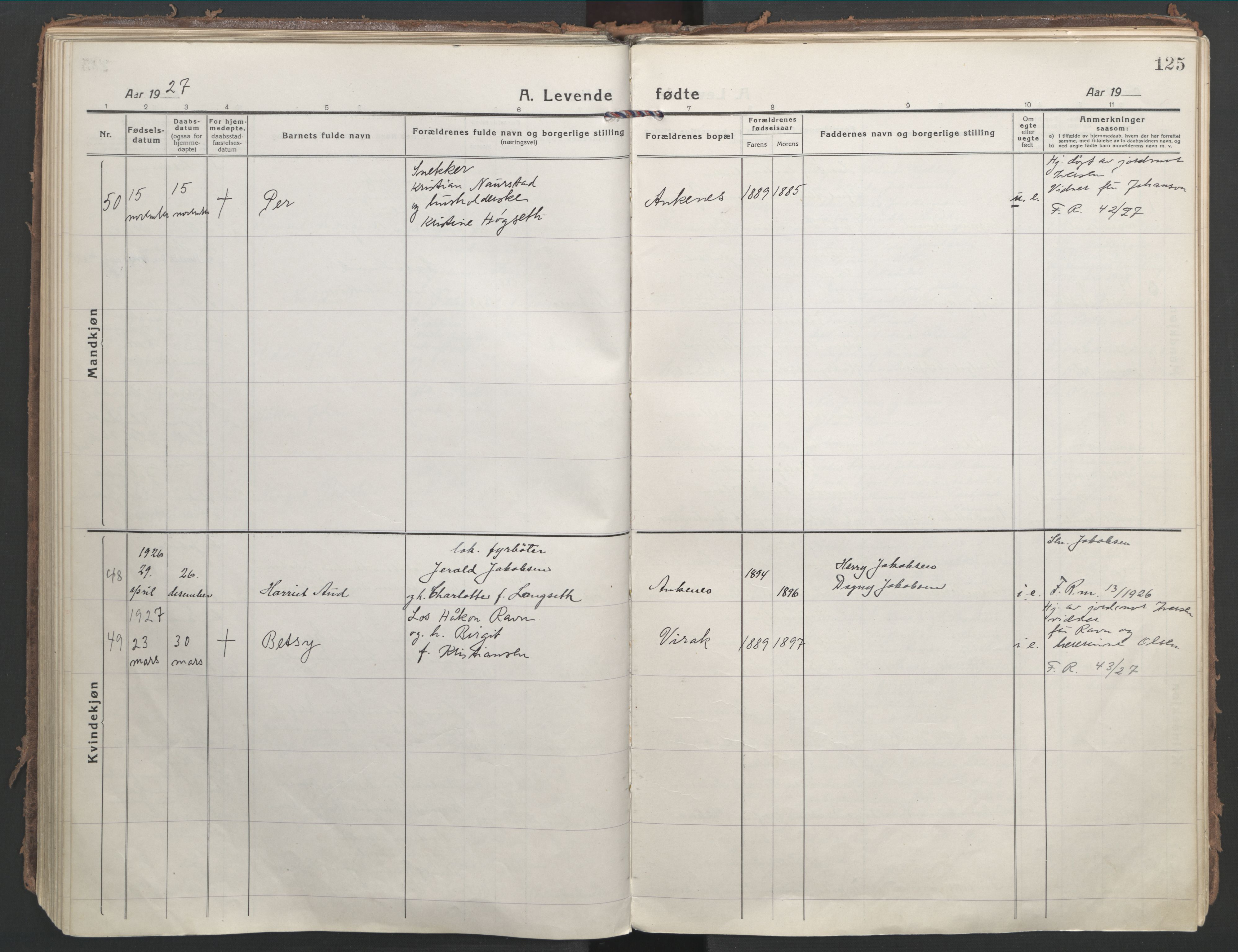 Ministerialprotokoller, klokkerbøker og fødselsregistre - Nordland, SAT/A-1459/866/L0945: Parish register (official) no. 866A08, 1917-1935, p. 125
