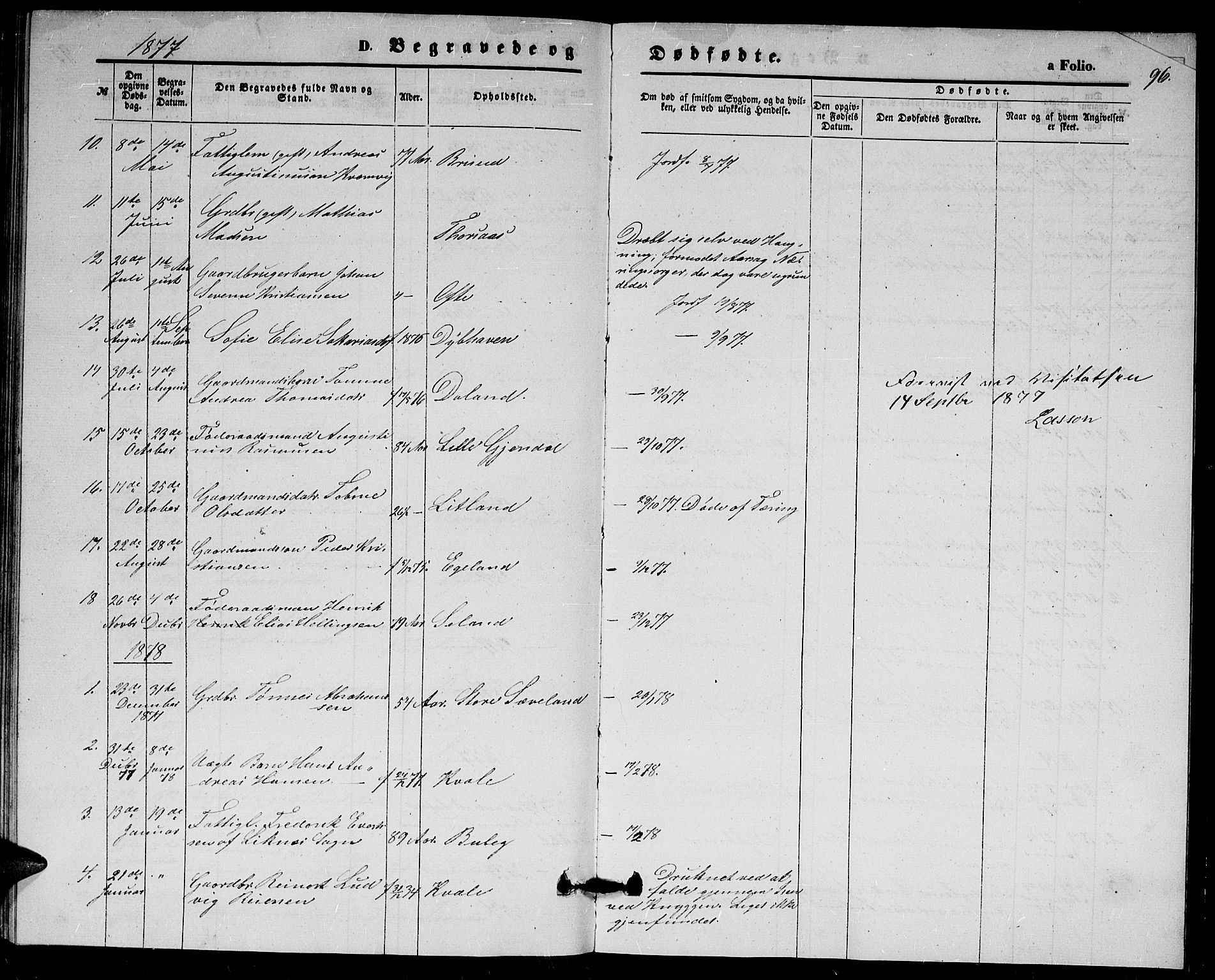 Herad sokneprestkontor, AV/SAK-1111-0018/F/Fb/Fba/L0003: Parish register (copy) no. B 3, 1863-1883, p. 96