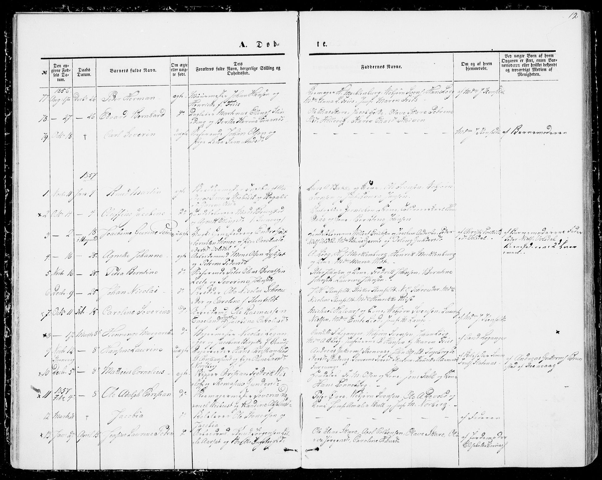 Ministerialprotokoller, klokkerbøker og fødselsregistre - Møre og Romsdal, AV/SAT-A-1454/529/L0451: Parish register (official) no. 529A01, 1855-1863, p. 12