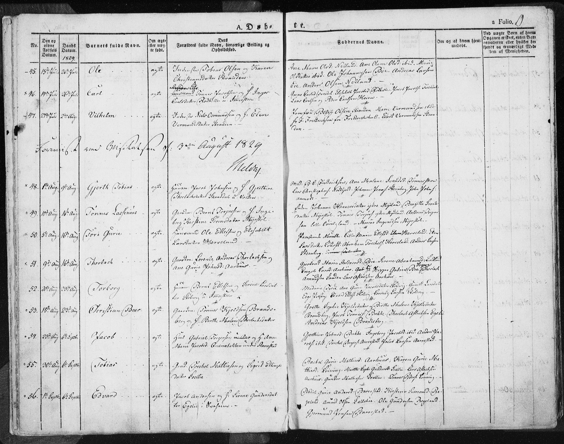 Sokndal sokneprestkontor, AV/SAST-A-101808: Parish register (official) no. A 7.1, 1826-1842, p. 19