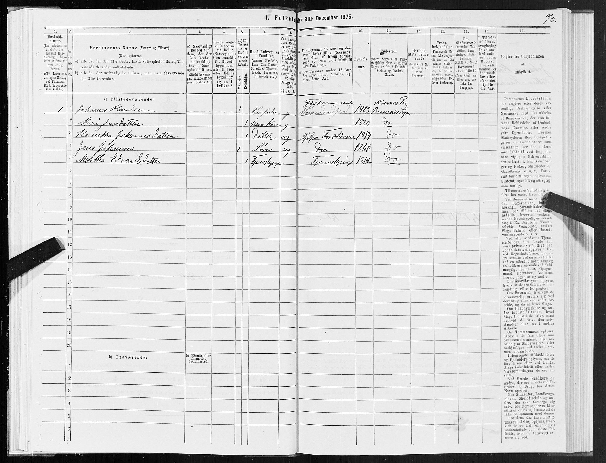 SAT, 1875 census for 1553P Kvernes, 1875, p. 6070