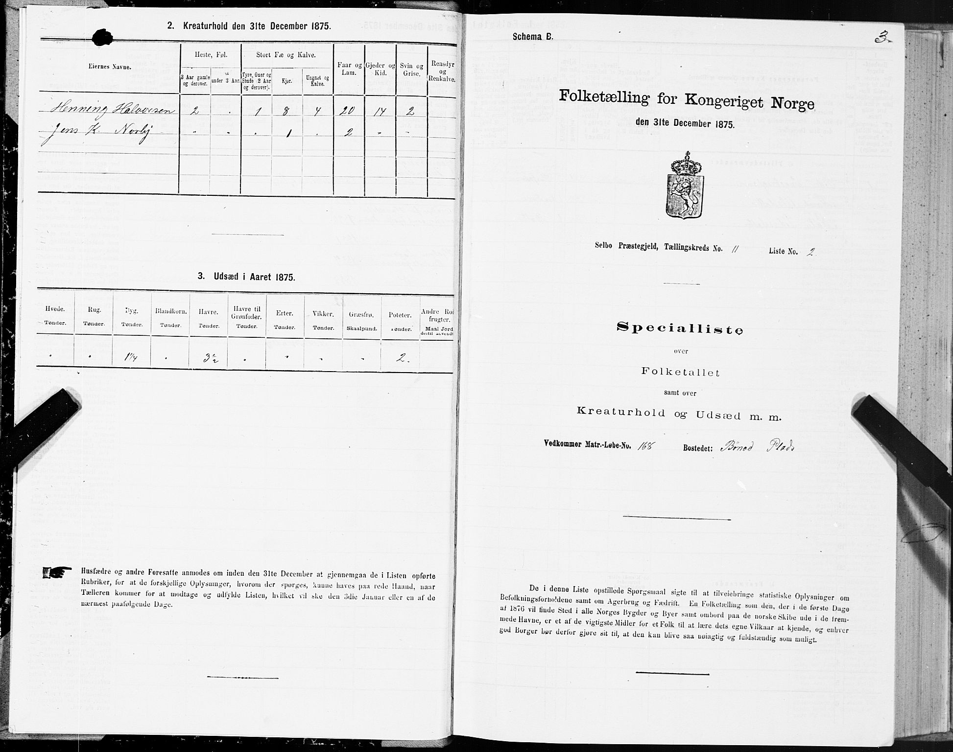 SAT, 1875 census for 1664P Selbu, 1875, p. 6003