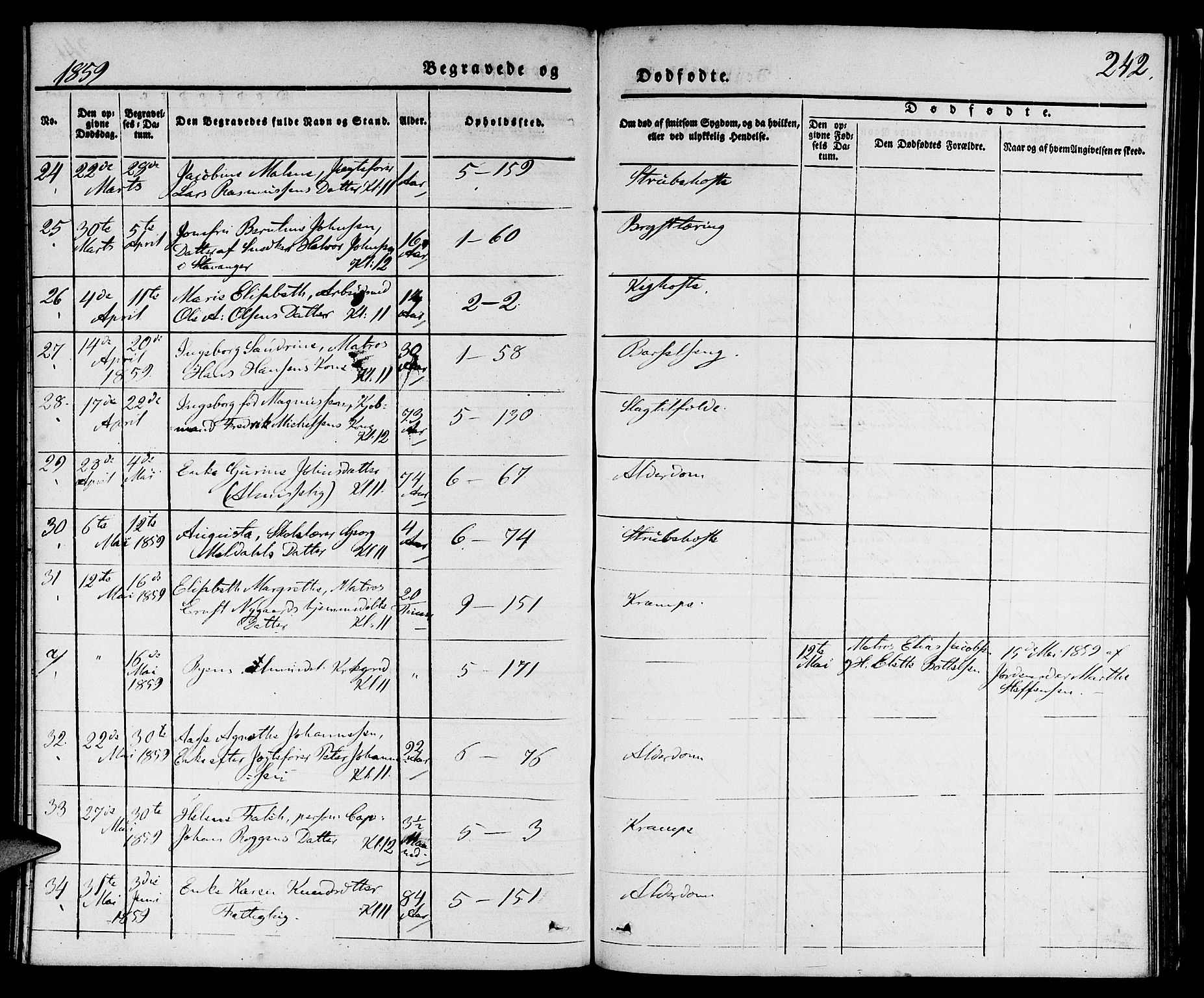 Nykirken Sokneprestembete, SAB/A-77101/H/Hab: Parish register (copy) no. E 1, 1840-1866, p. 242