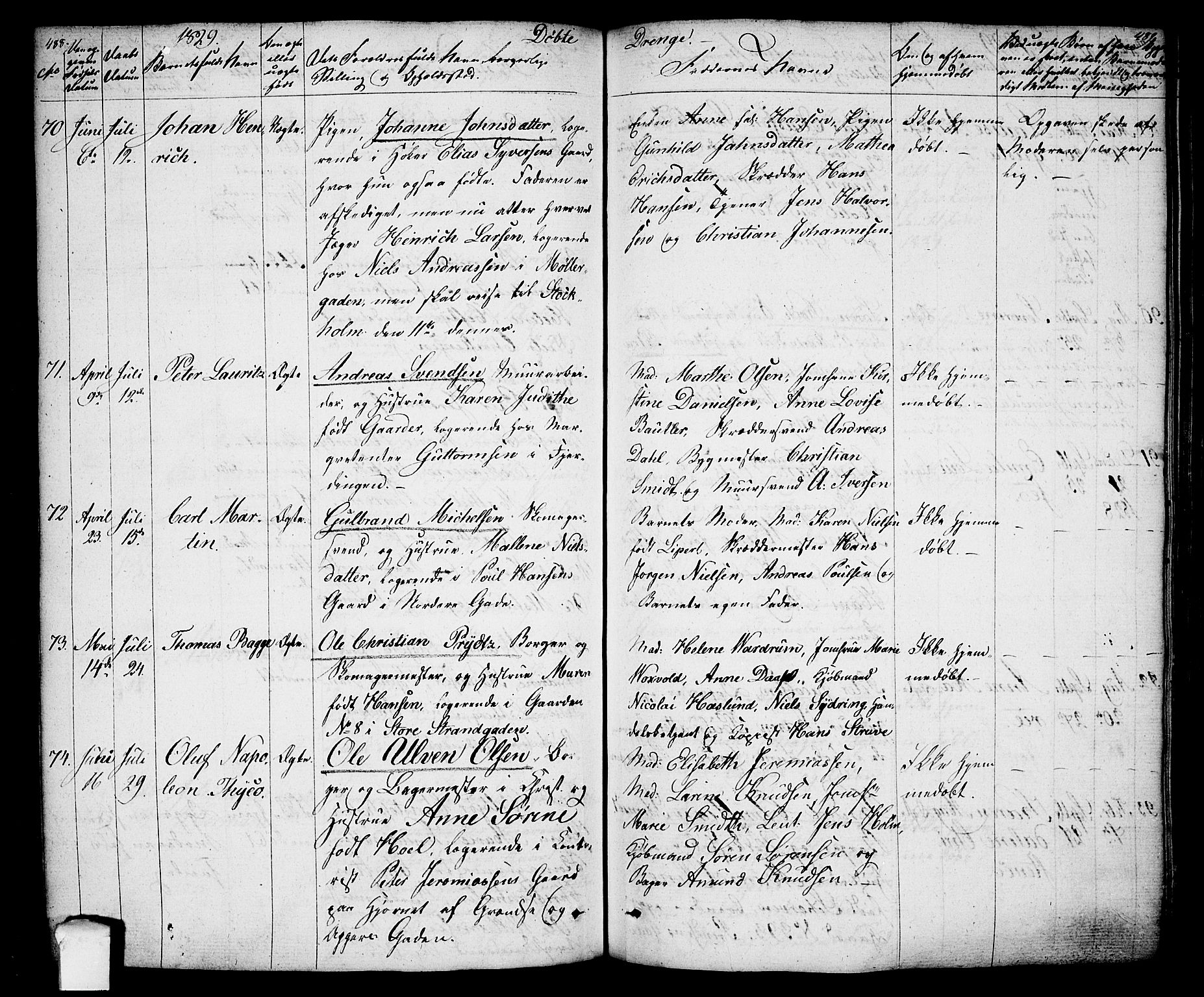 Oslo domkirke Kirkebøker, SAO/A-10752/F/Fa/L0010: Parish register (official) no. 10, 1824-1830, p. 488-489