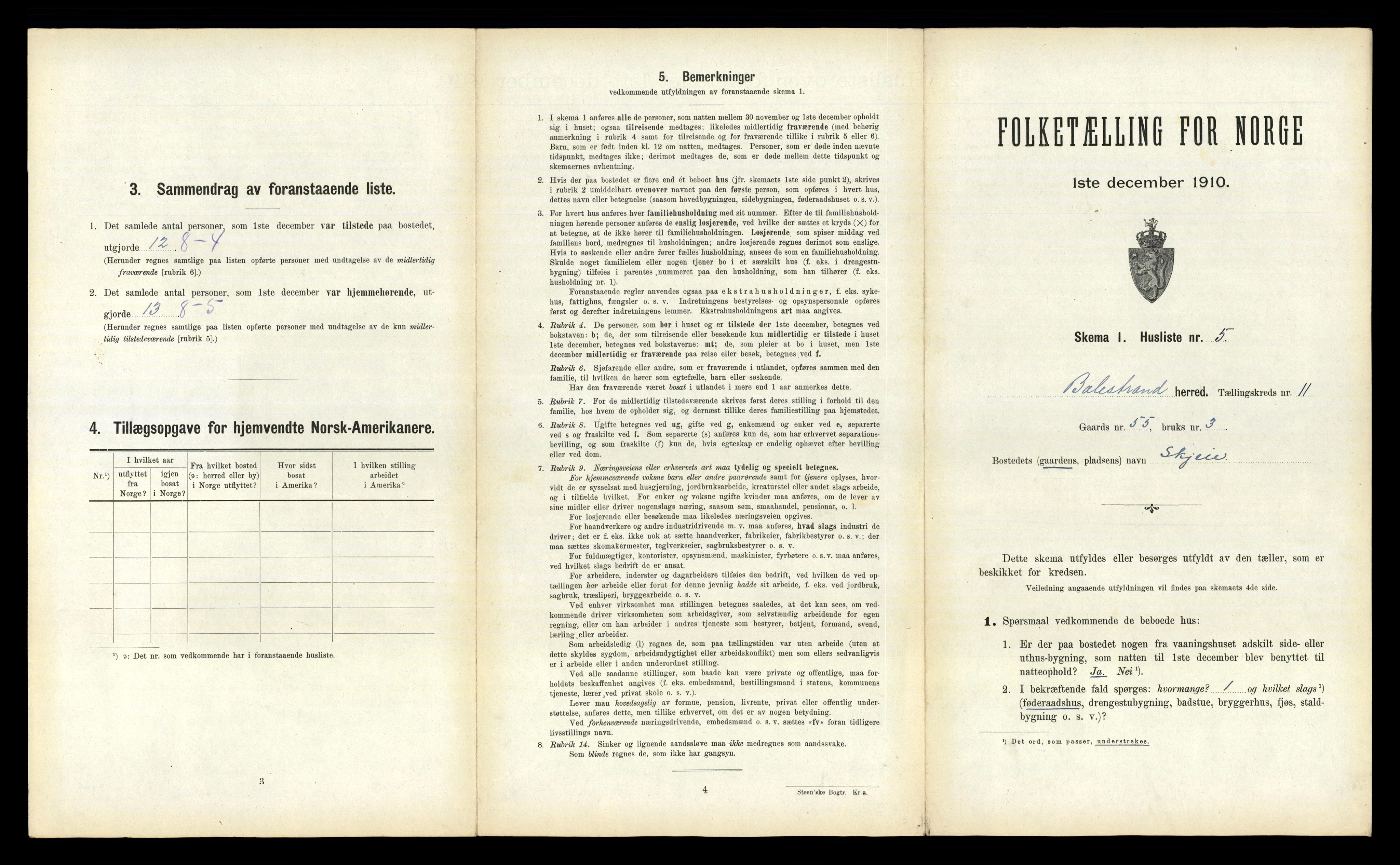 RA, 1910 census for Balestrand, 1910, p. 700