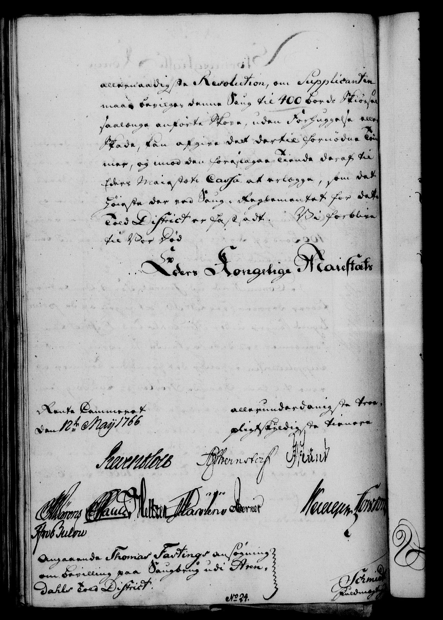 Rentekammeret, Kammerkanselliet, AV/RA-EA-3111/G/Gf/Gfa/L0048: Norsk relasjons- og resolusjonsprotokoll (merket RK 52.48), 1766, p. 197