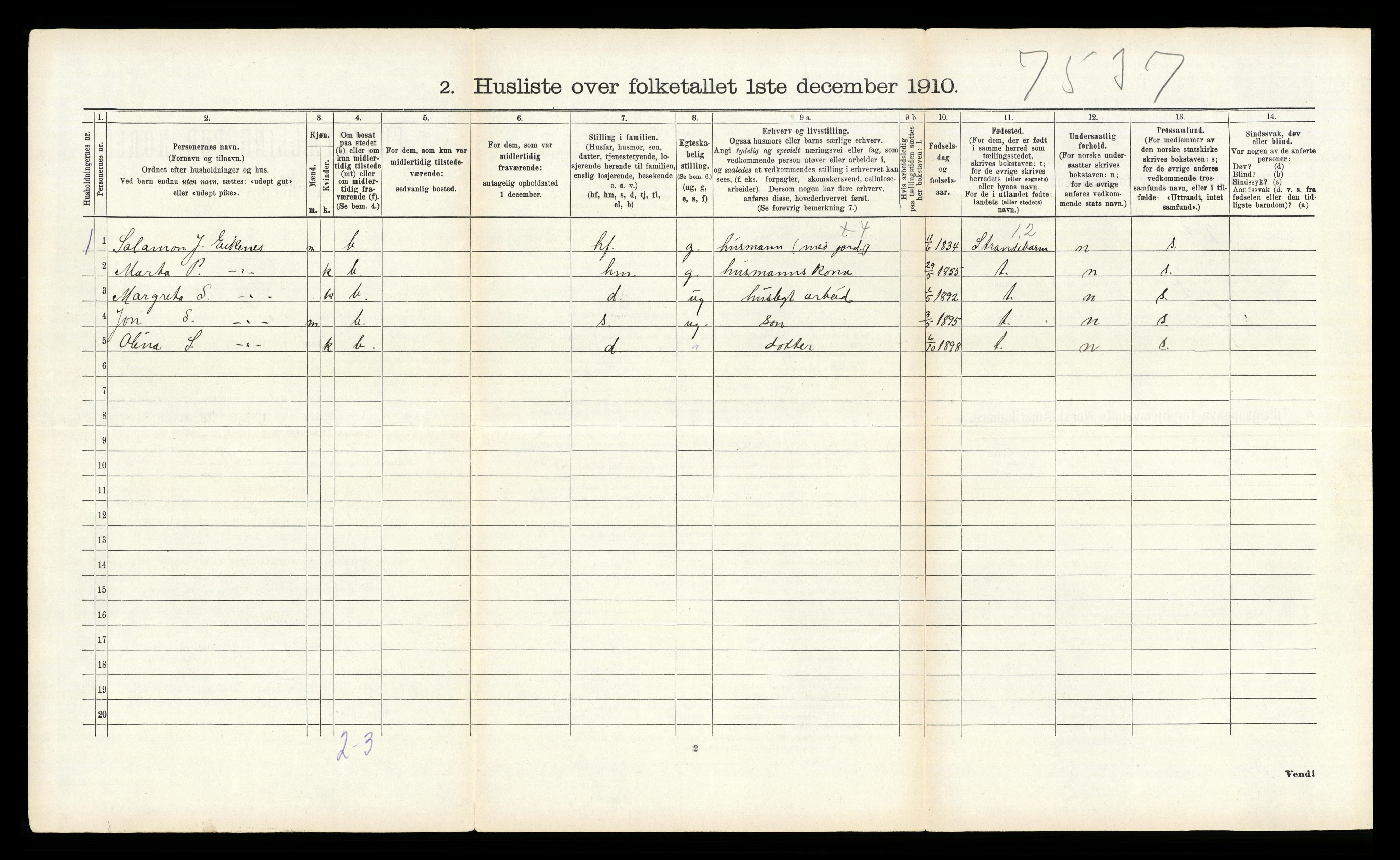 RA, 1910 census for Kvinnherad, 1910, p. 504