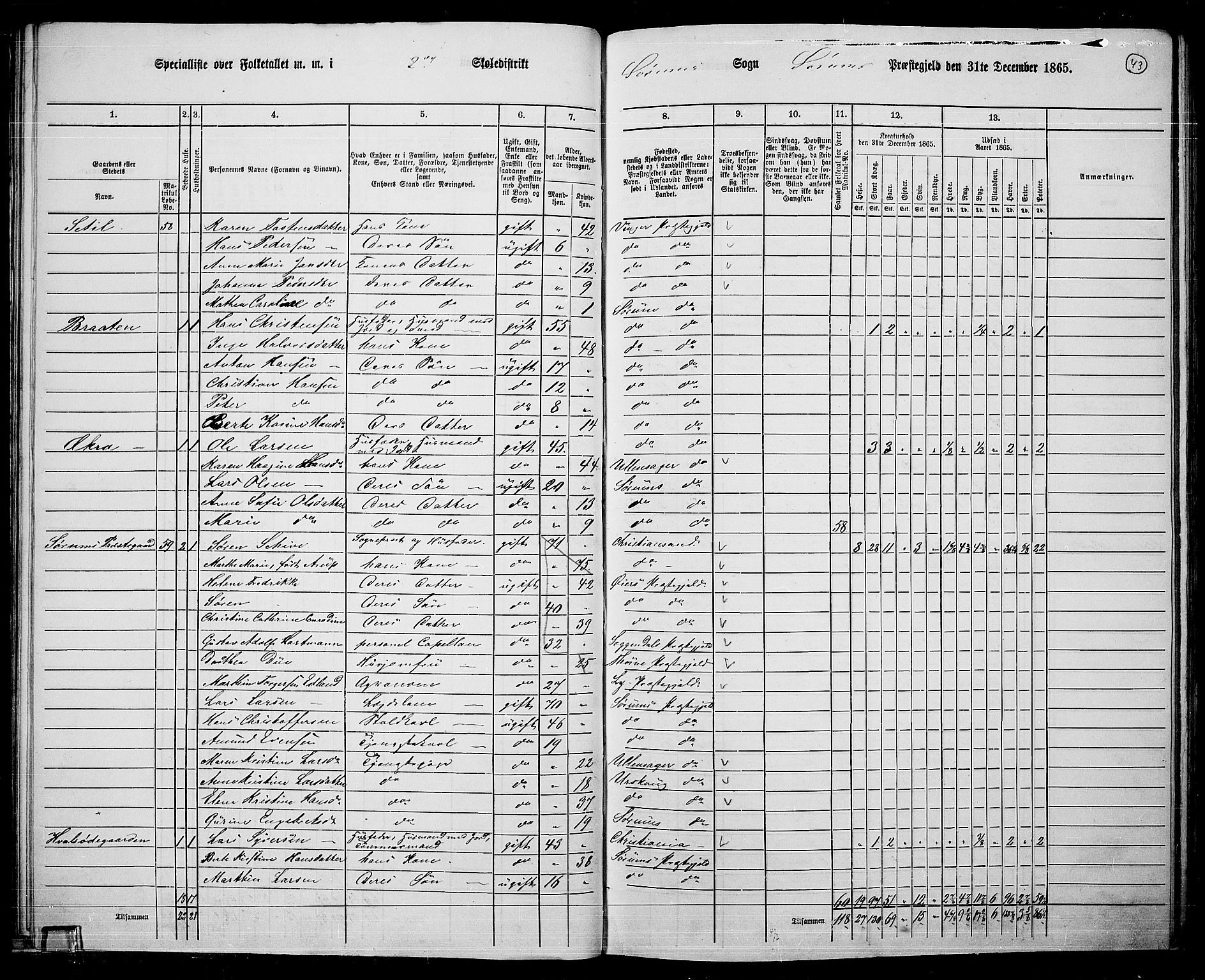 RA, 1865 census for Sørum, 1865, p. 41