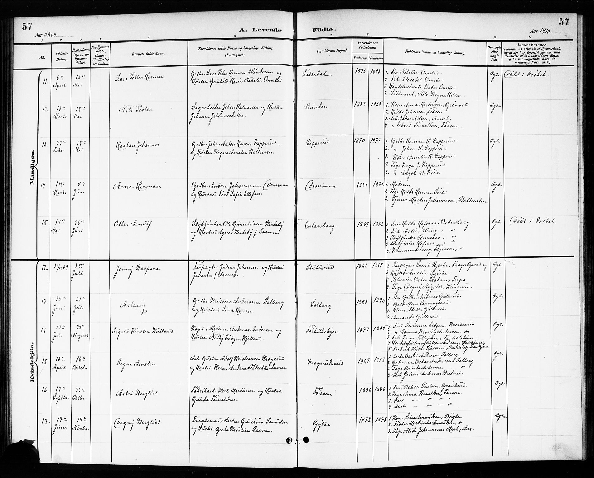 Drøbak prestekontor Kirkebøker, SAO/A-10142a/G/Gb/L0001: Parish register (copy) no. II 1, 1901-1919, p. 57