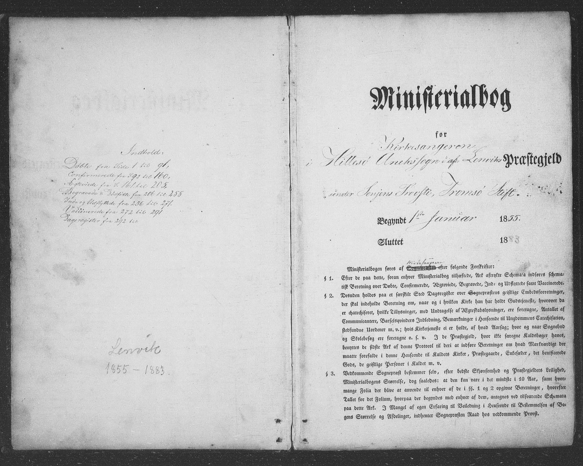 Lenvik sokneprestembete, SATØ/S-1310/H/Ha/Hab/L0020klokker: Parish register (copy) no. 20, 1855-1883