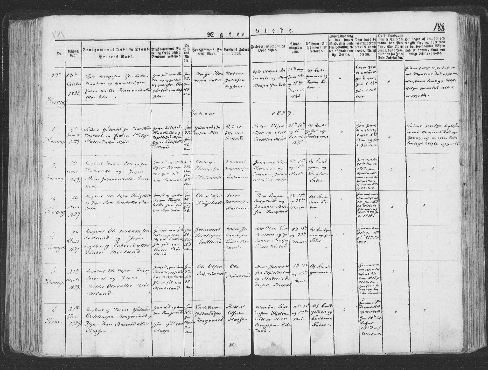 Hosanger sokneprestembete, SAB/A-75801/H/Haa: Parish register (official) no. A 6, 1824-1835, p. 188