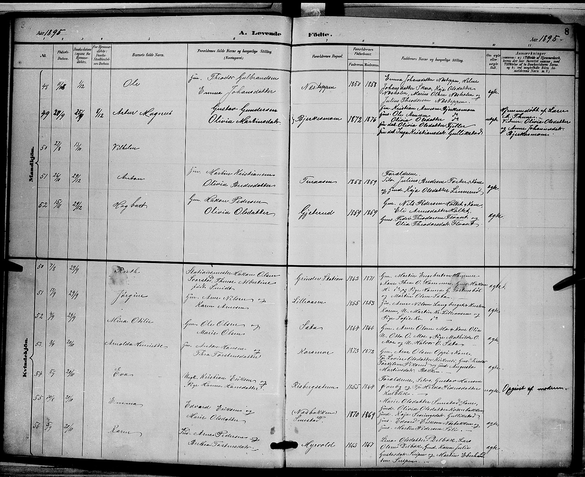 Grue prestekontor, AV/SAH-PREST-036/H/Ha/Hab/L0003: Parish register (copy) no. 3, 1895-1899, p. 8