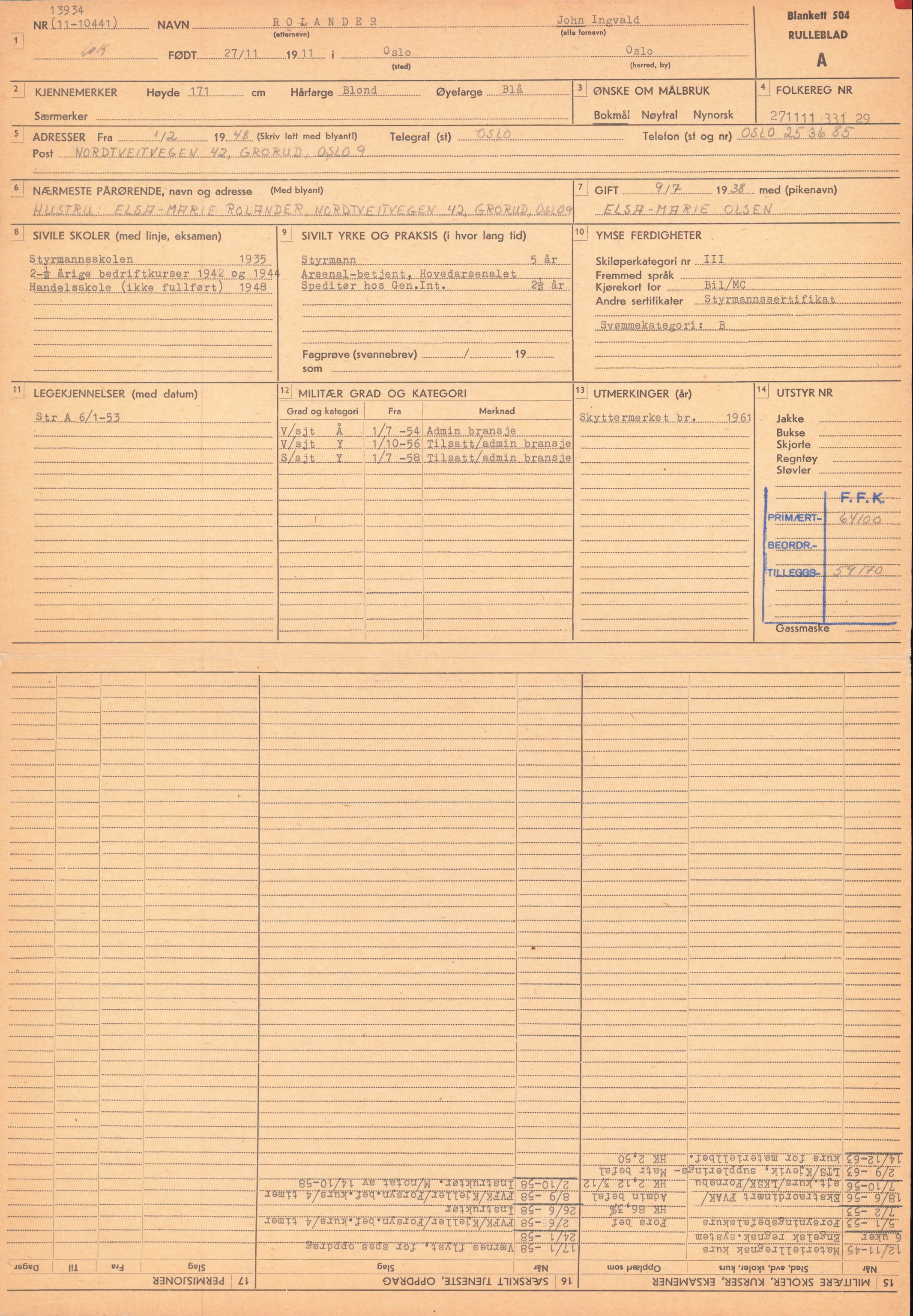 Forsvaret, Forsvarets overkommando/Luftforsvarsstaben, AV/RA-RAFA-4079/P/Pa/L0028: Personellpapirer, 1911, p. 26