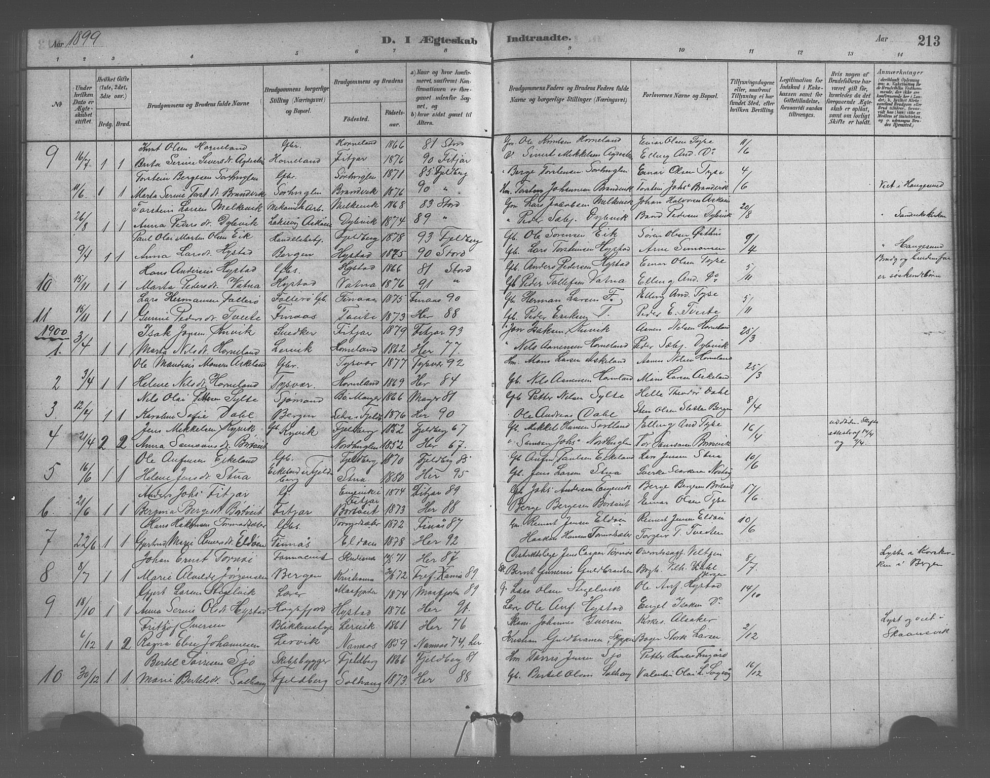 Stord sokneprestembete, SAB/A-78201/H/Hab: Parish register (copy) no. A 2, 1879-1909, p. 213