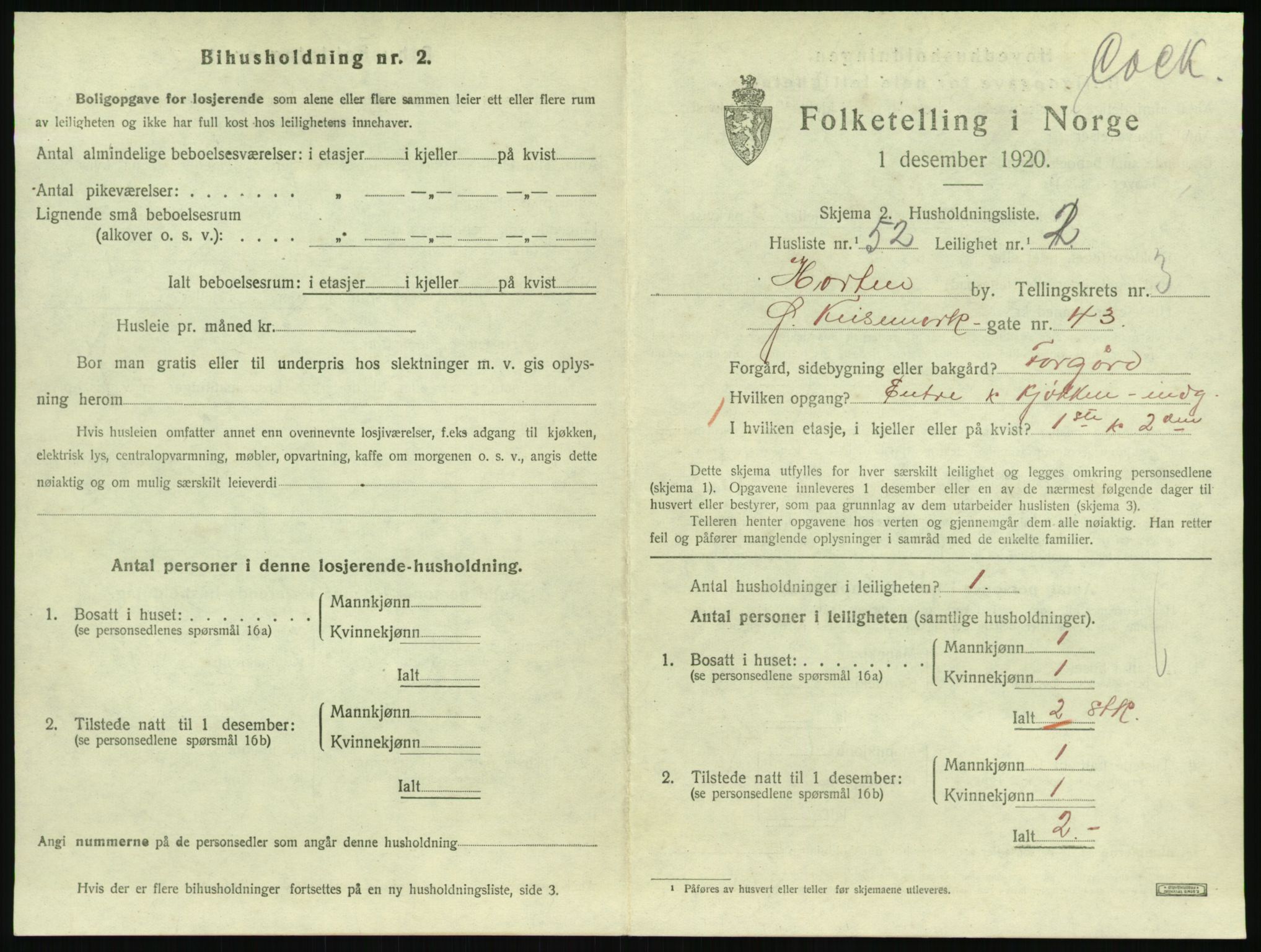 SAKO, 1920 census for Horten, 1920, p. 4321