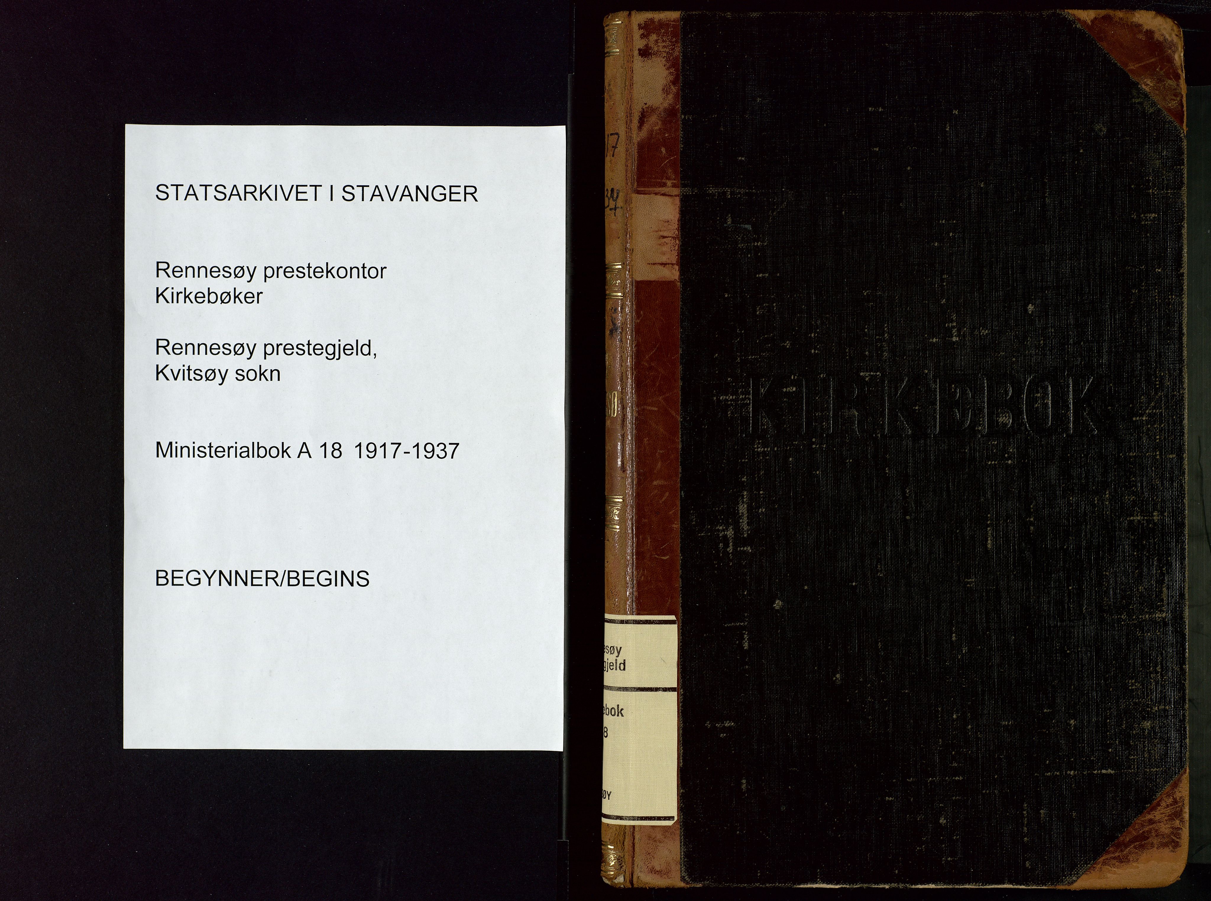 Rennesøy sokneprestkontor, SAST/A -101827/H/Ha/Haa/L0018: Parish register (official) no. A 18, 1917-1937