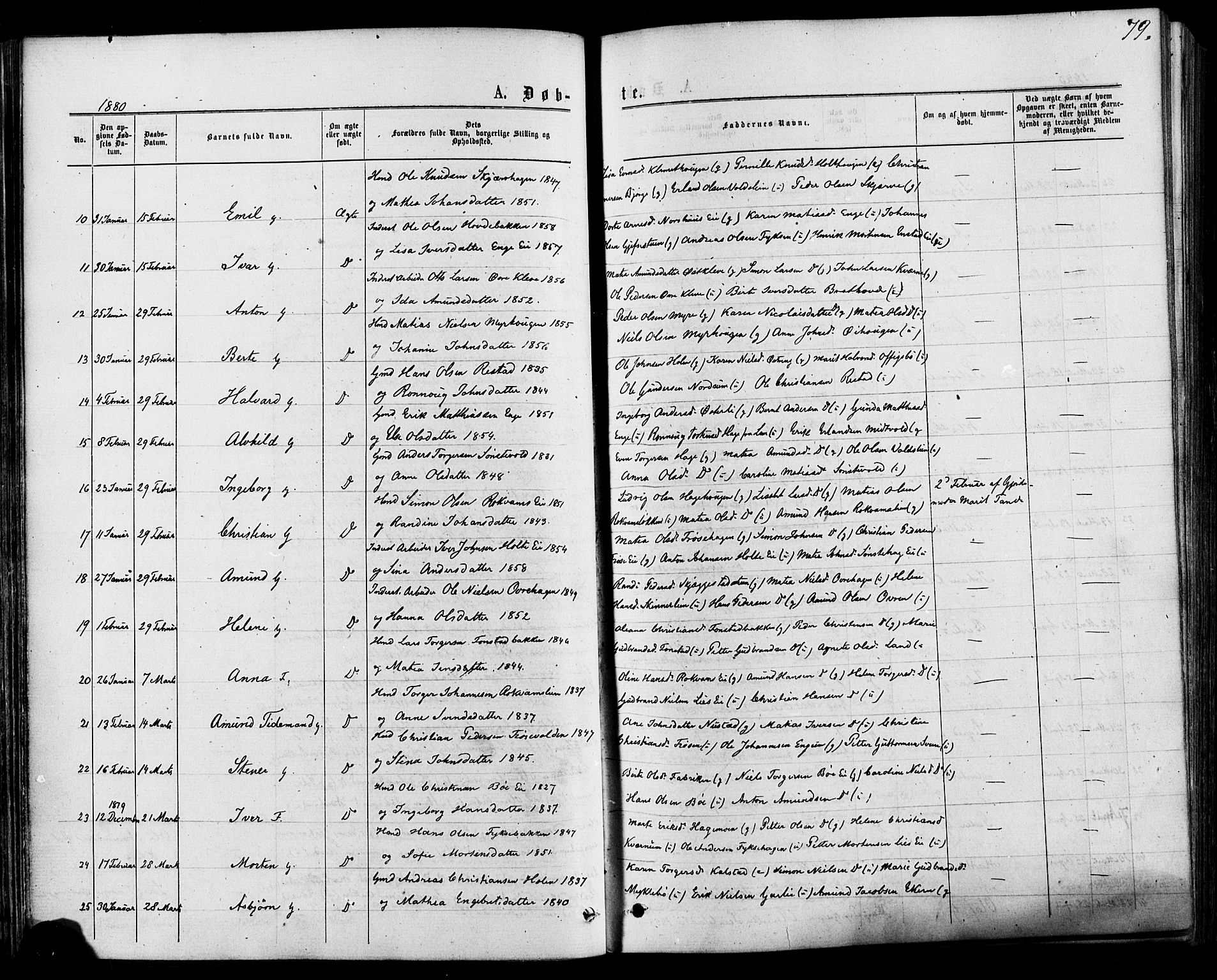 Østre Gausdal prestekontor, AV/SAH-PREST-092/H/Ha/Haa/L0001: Parish register (official) no. 1, 1874-1886, p. 79