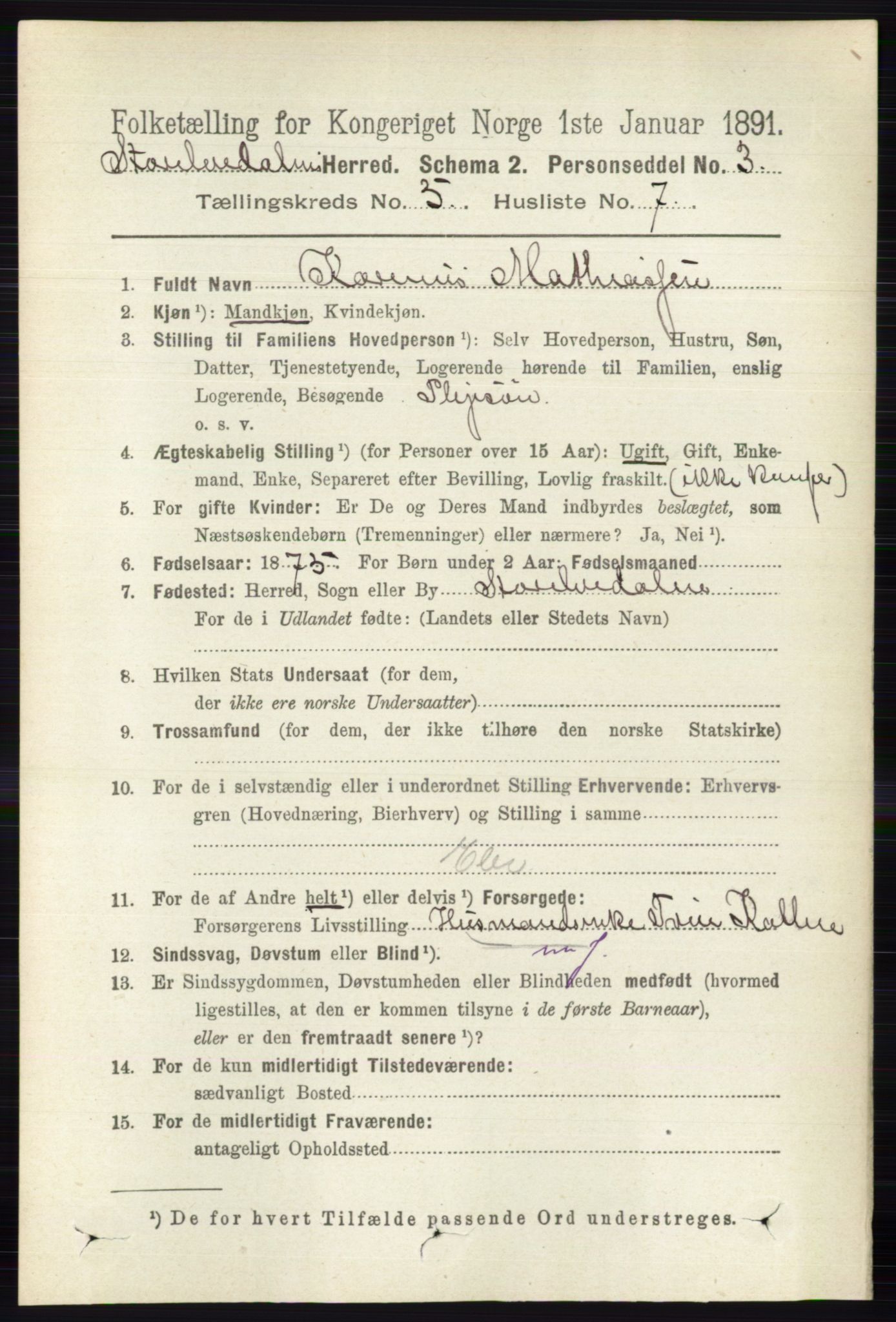 RA, 1891 census for 0430 Stor-Elvdal, 1891, p. 1775