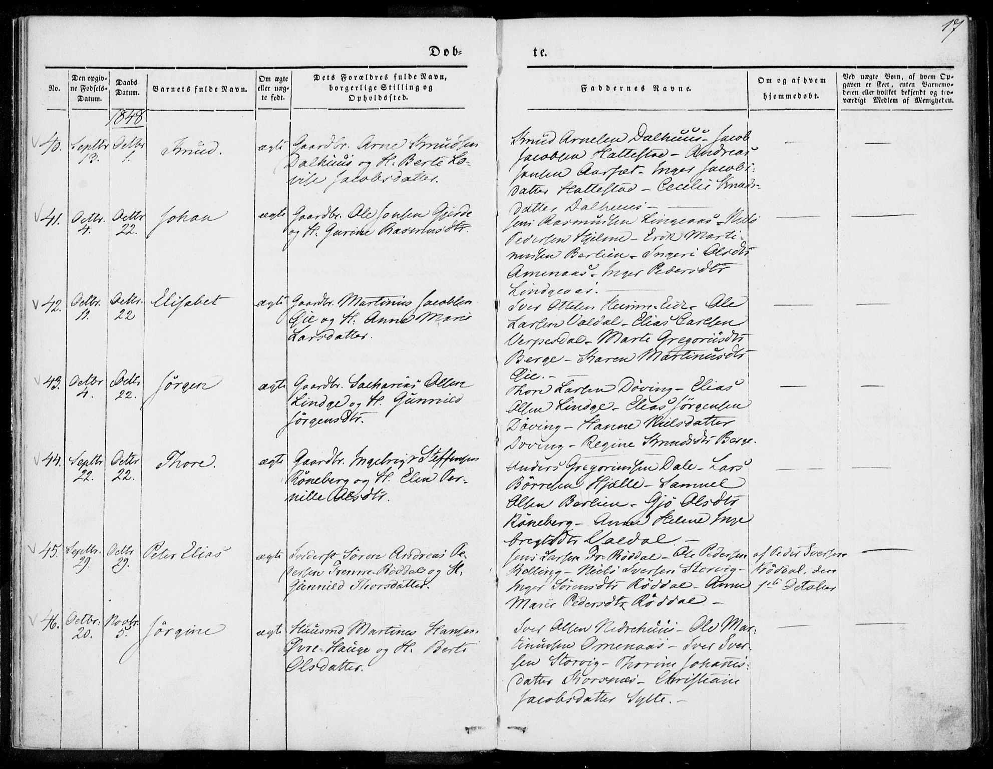 Ministerialprotokoller, klokkerbøker og fødselsregistre - Møre og Romsdal, SAT/A-1454/519/L0249: Parish register (official) no. 519A08, 1846-1868, p. 17