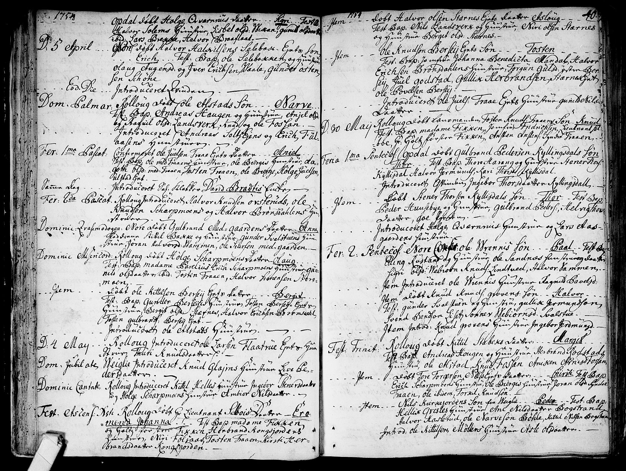 Rollag kirkebøker, SAKO/A-240/F/Fa/L0003: Parish register (official) no. I 3, 1743-1778, p. 40