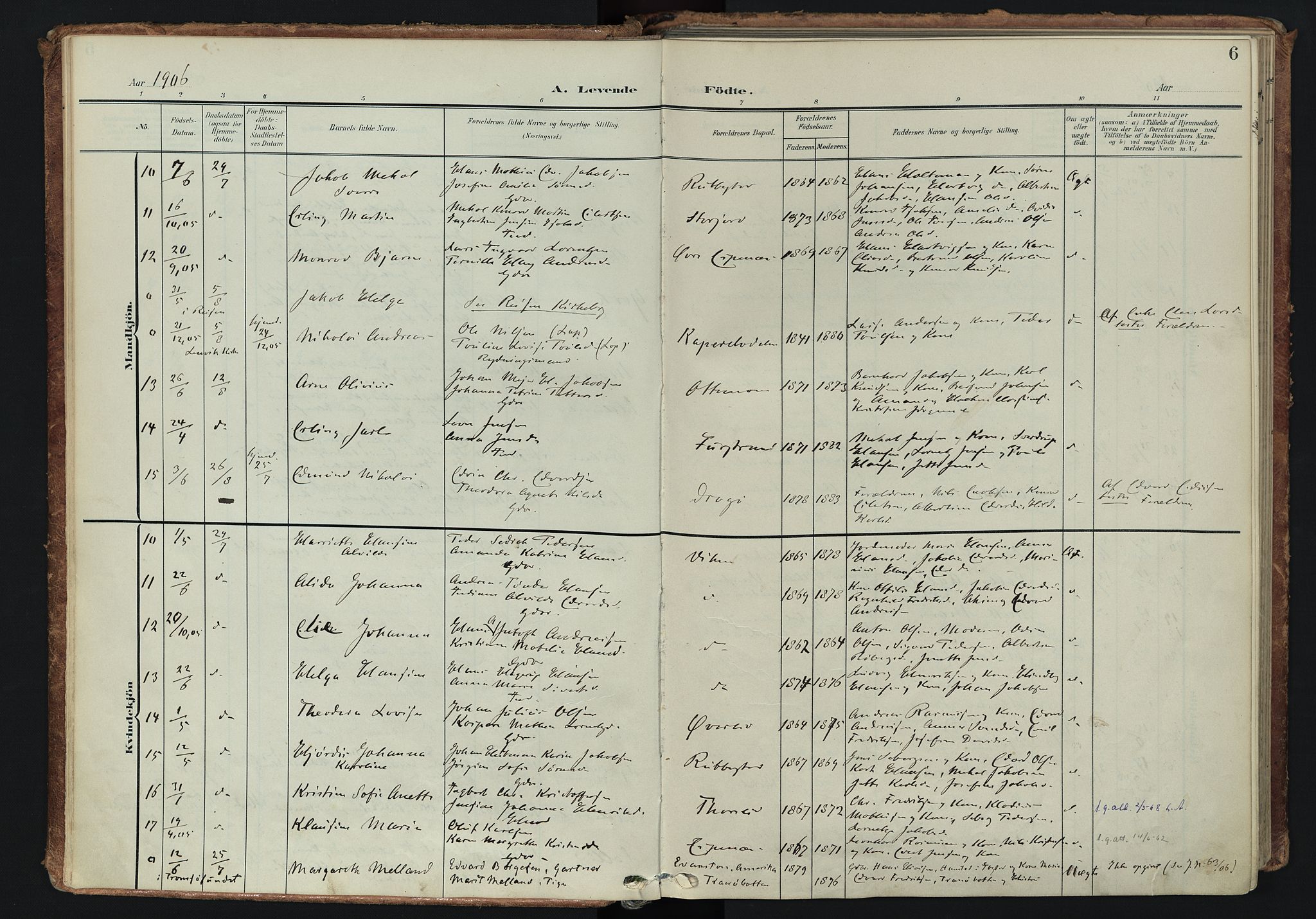 Tranøy sokneprestkontor, SATØ/S-1313/I/Ia/Iaa/L0014kirke: Parish register (official) no. 14, 1905-1919, p. 6