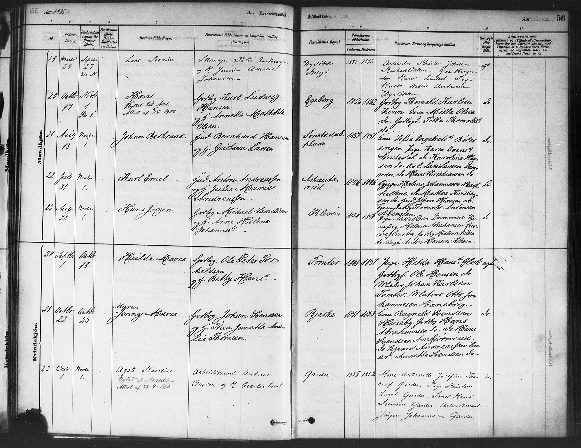 Drøbak prestekontor Kirkebøker, AV/SAO-A-10142a/F/Fc/L0002: Parish register (official) no. III 2, 1878-1891, p. 56