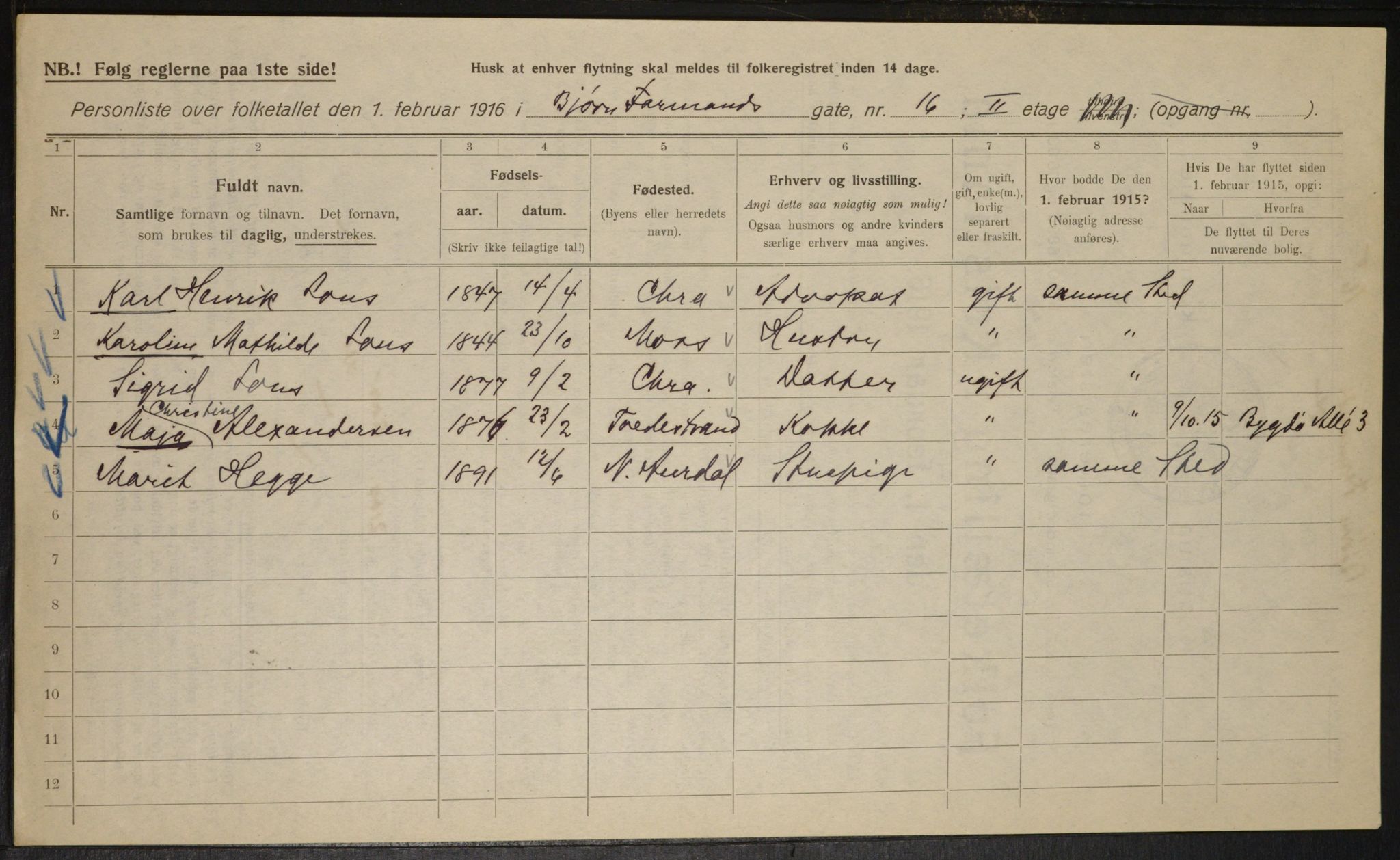 OBA, Municipal Census 1916 for Kristiania, 1916, p. 6788